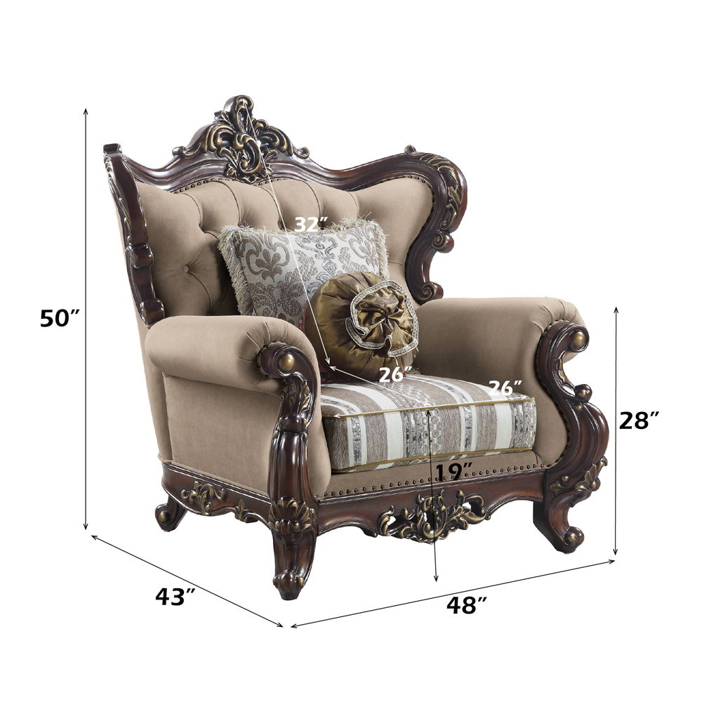 Ragnar - Chair With 2 Pillows - Light Brown Linen & Cherry, beige, view 5
