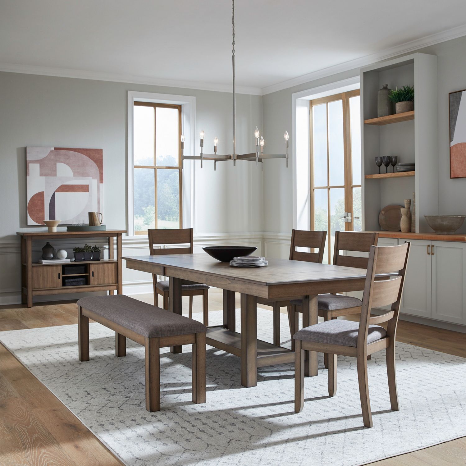 Liberty Furniture Brook Bay - Optional 6 Piece Trestle Table Set - Brown
