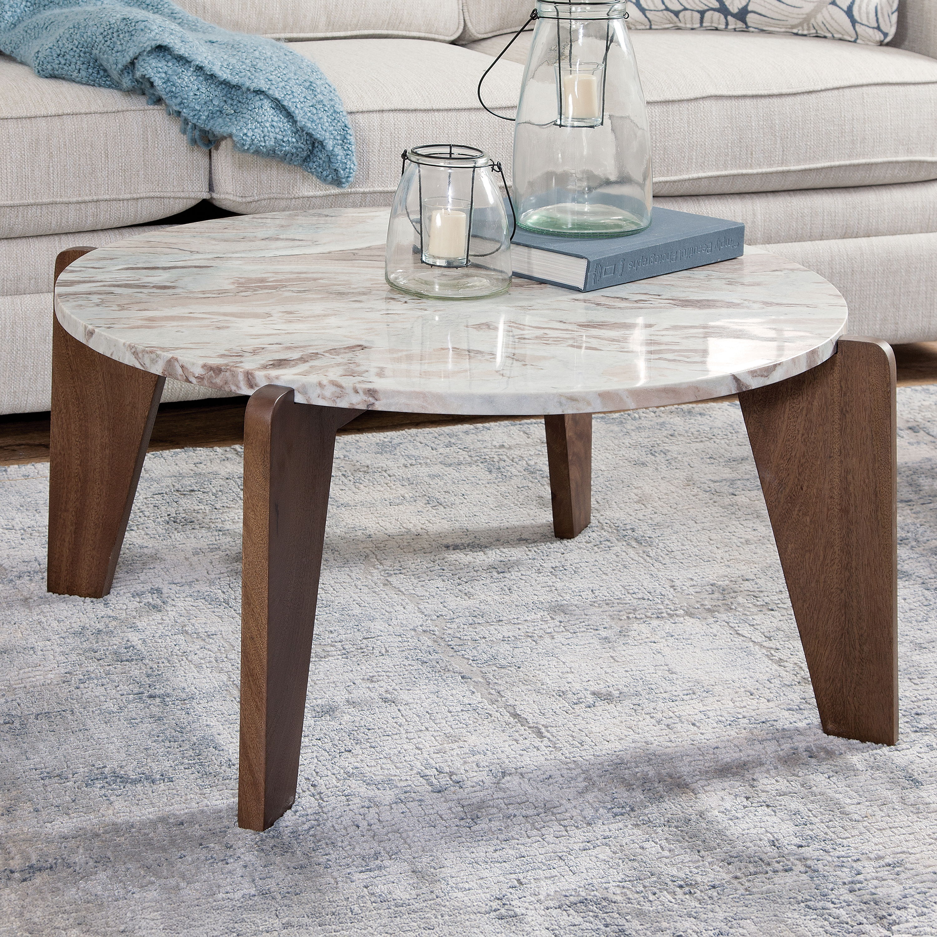 Shavon - Marble Top Cocktail Table - Brown