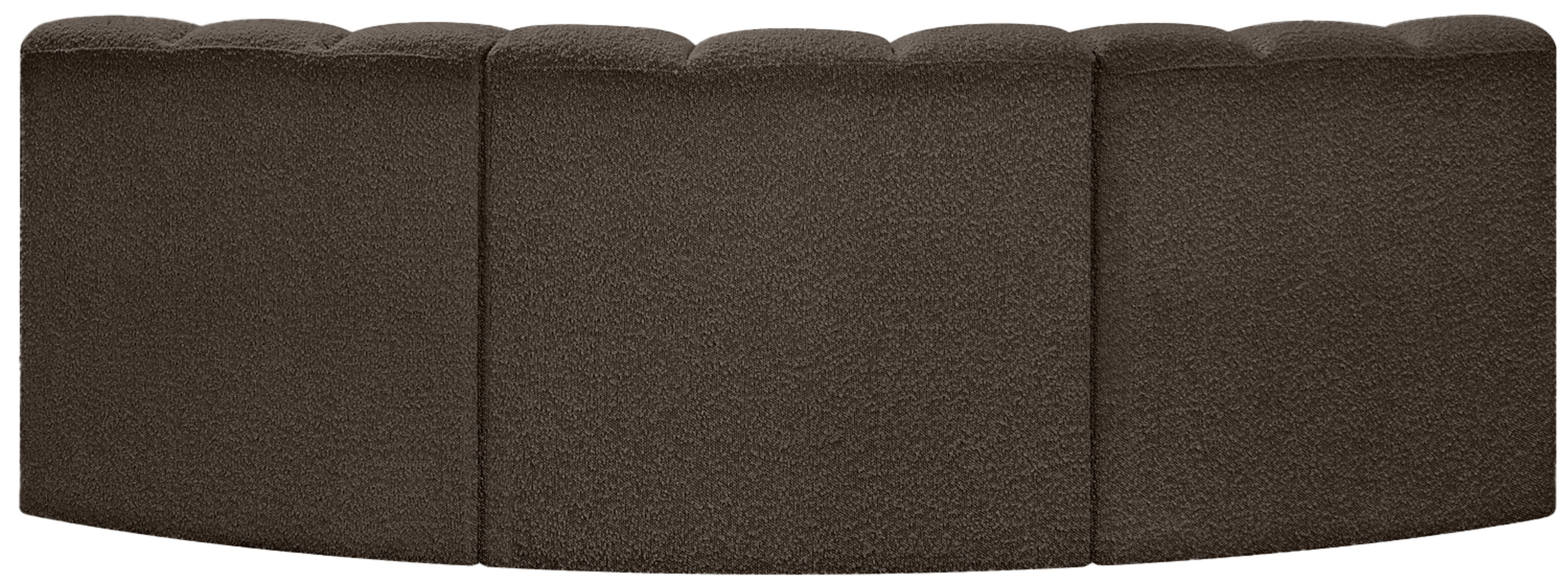 Arc - Boucle Fabric 3 Piece Modular Corner Sofa - Brown