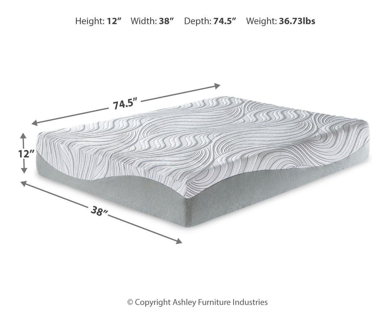 Ashley Furniture 12 Inch Memory Foam - Twin Mattress - White - Image 5