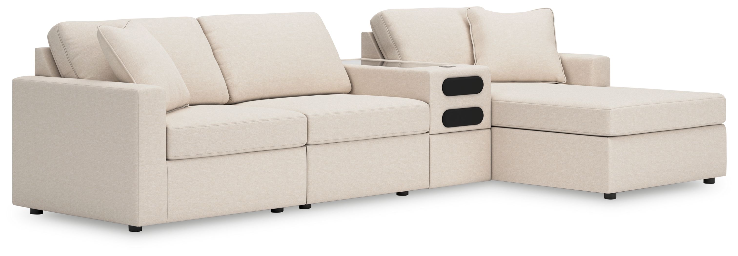 4 Pc · Sectional With Raf Corner Chaise And Audio Console