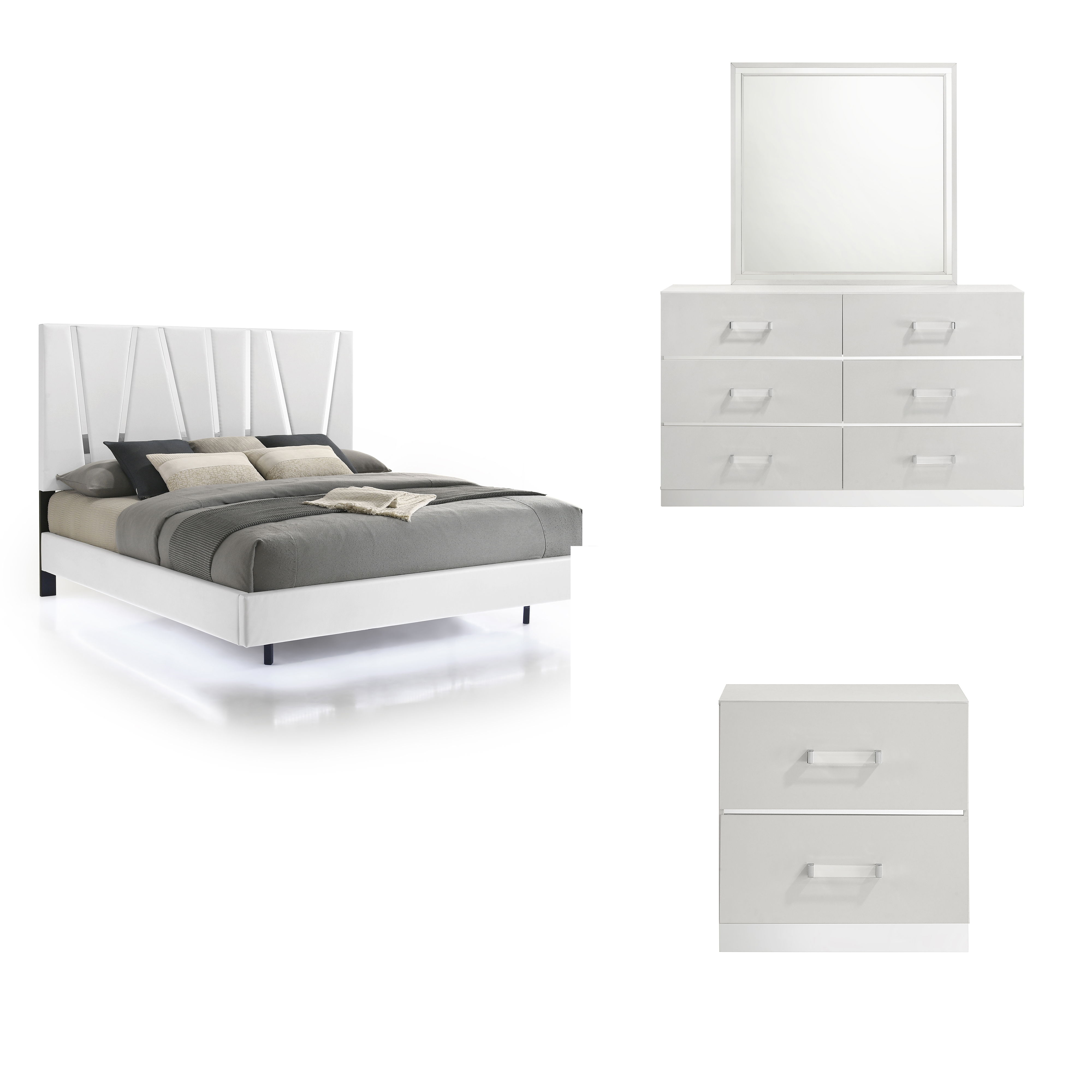 Eastern King · 4 Pc · Bed, Dresser, Mirror, Nightstand