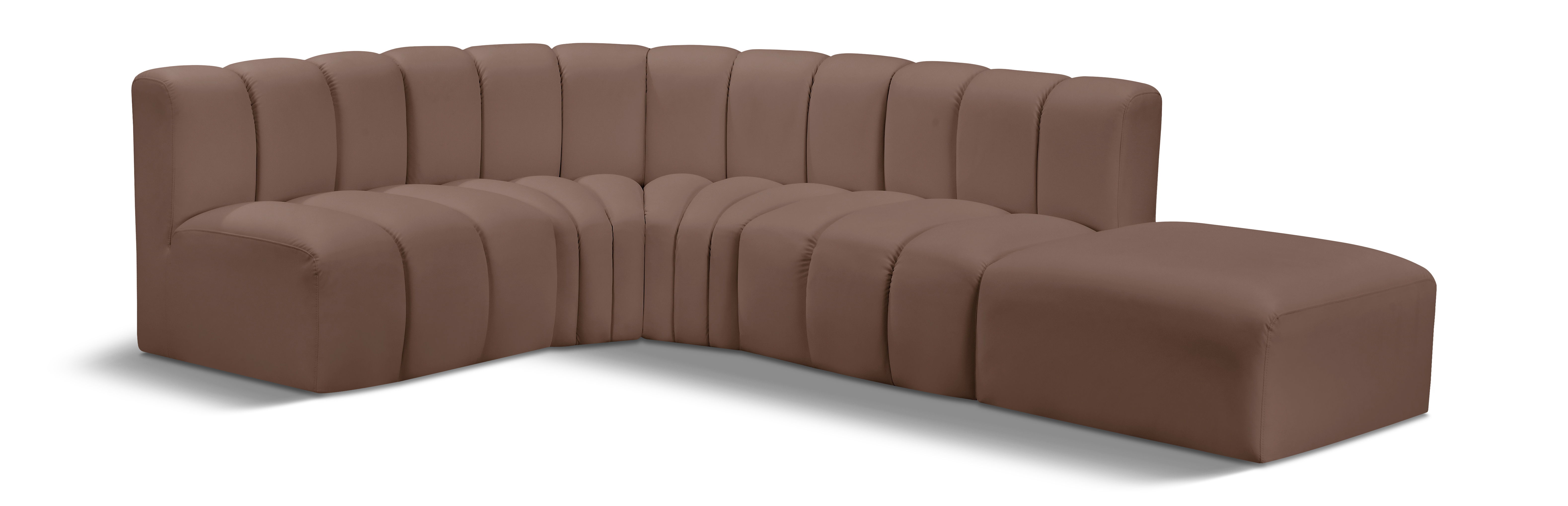 Arc - Faux Leather 5 Piece Corner Modular Sofa - Brown