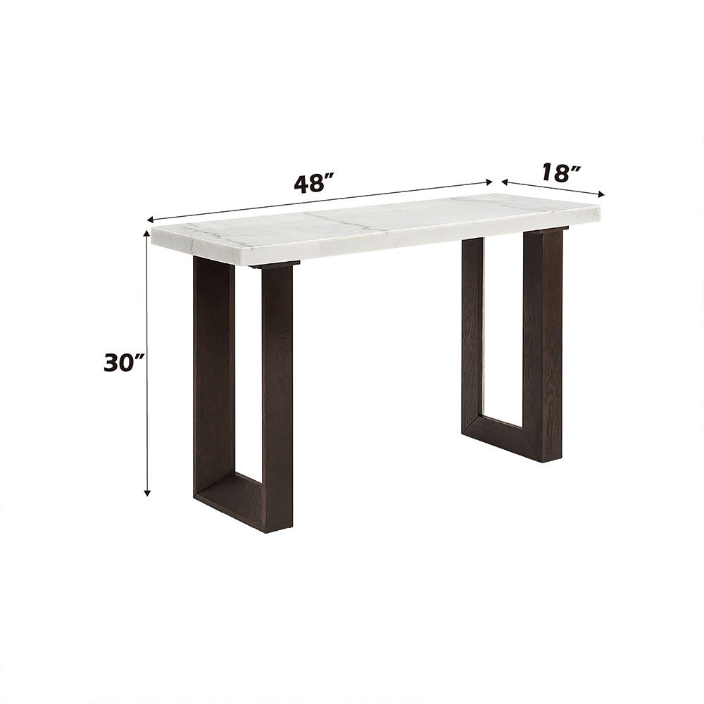 Edwyn - Sofa Table With Marble Top - White Natural Marble Top & Brown, white, view 3