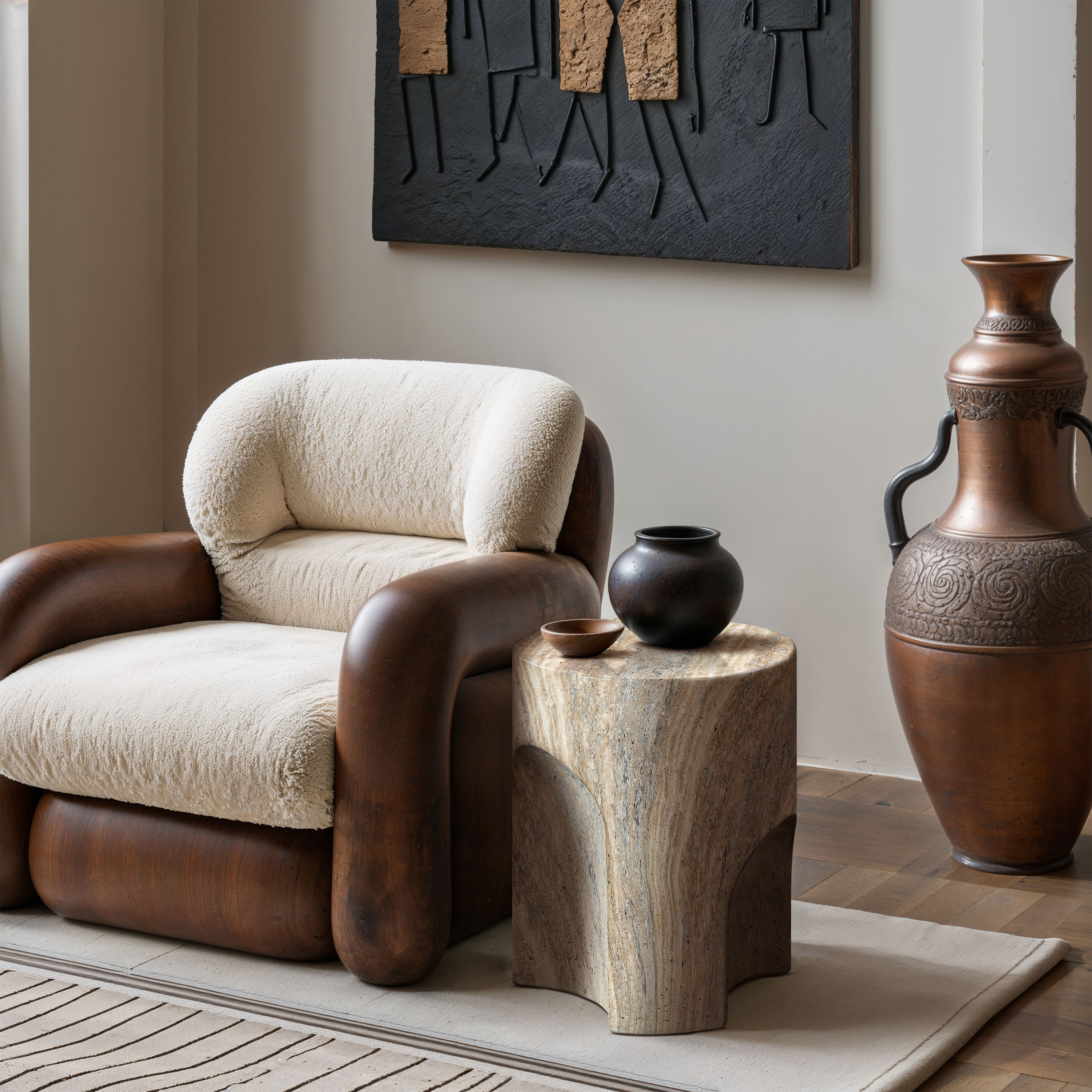 Olira - Concrete And Fiberglass Indoor / Outdoor End Table - Natural