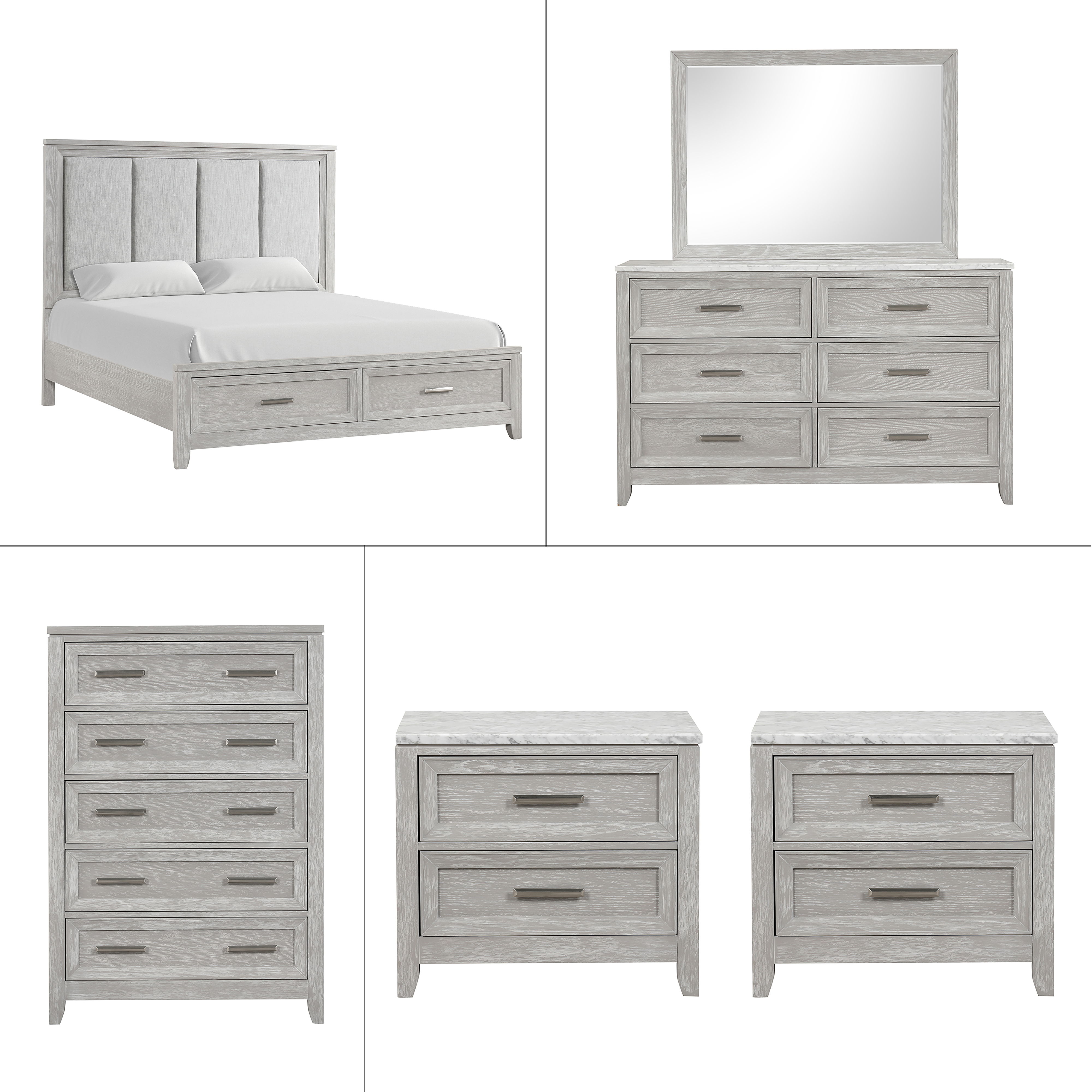 King · 6 Pc · Bed & Dresser & Mirror & Chest & 2 Nightstands