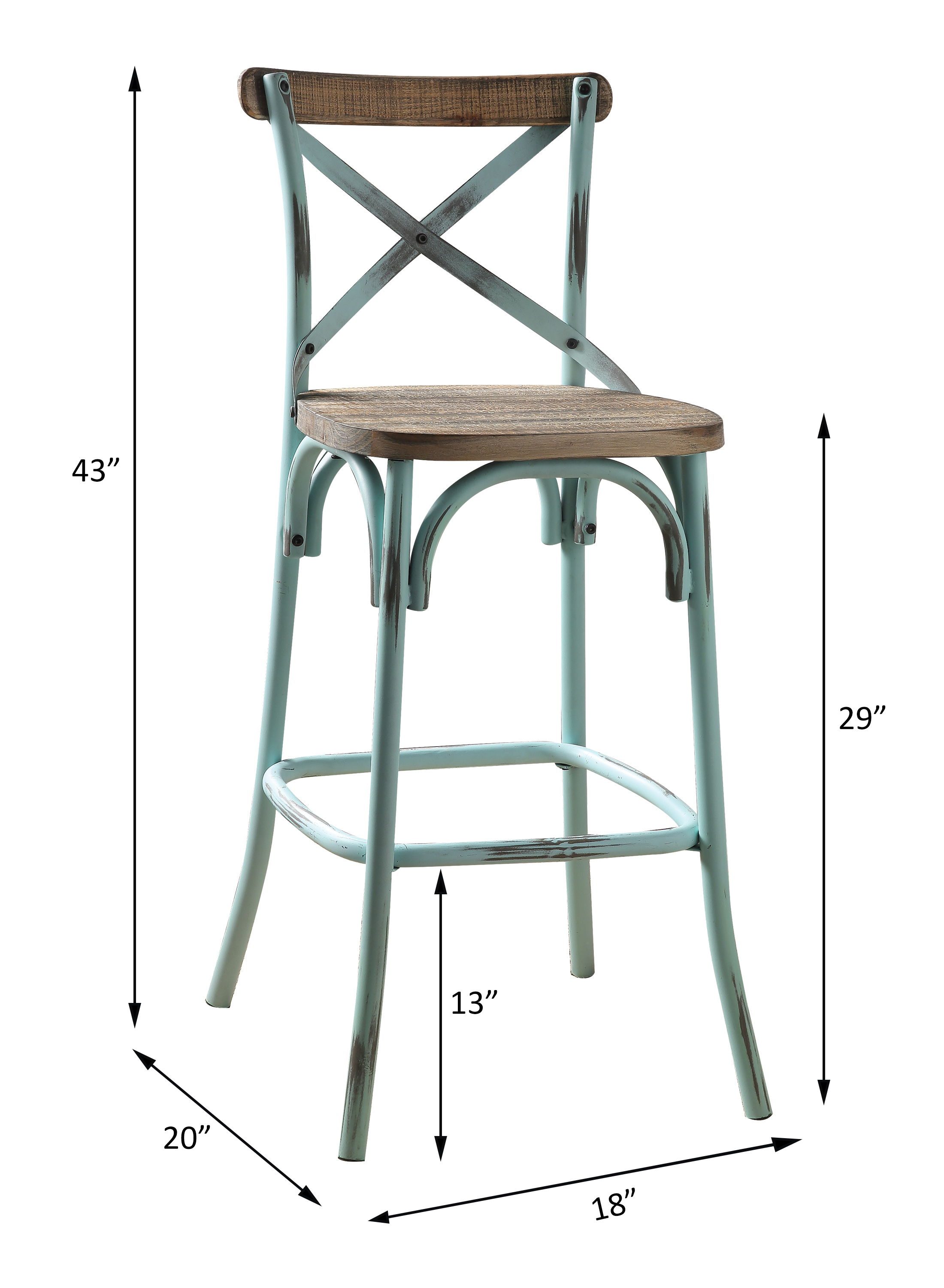 Zaire - Bar Chair - Antique Sky & Antique Oak, light blue, view 2