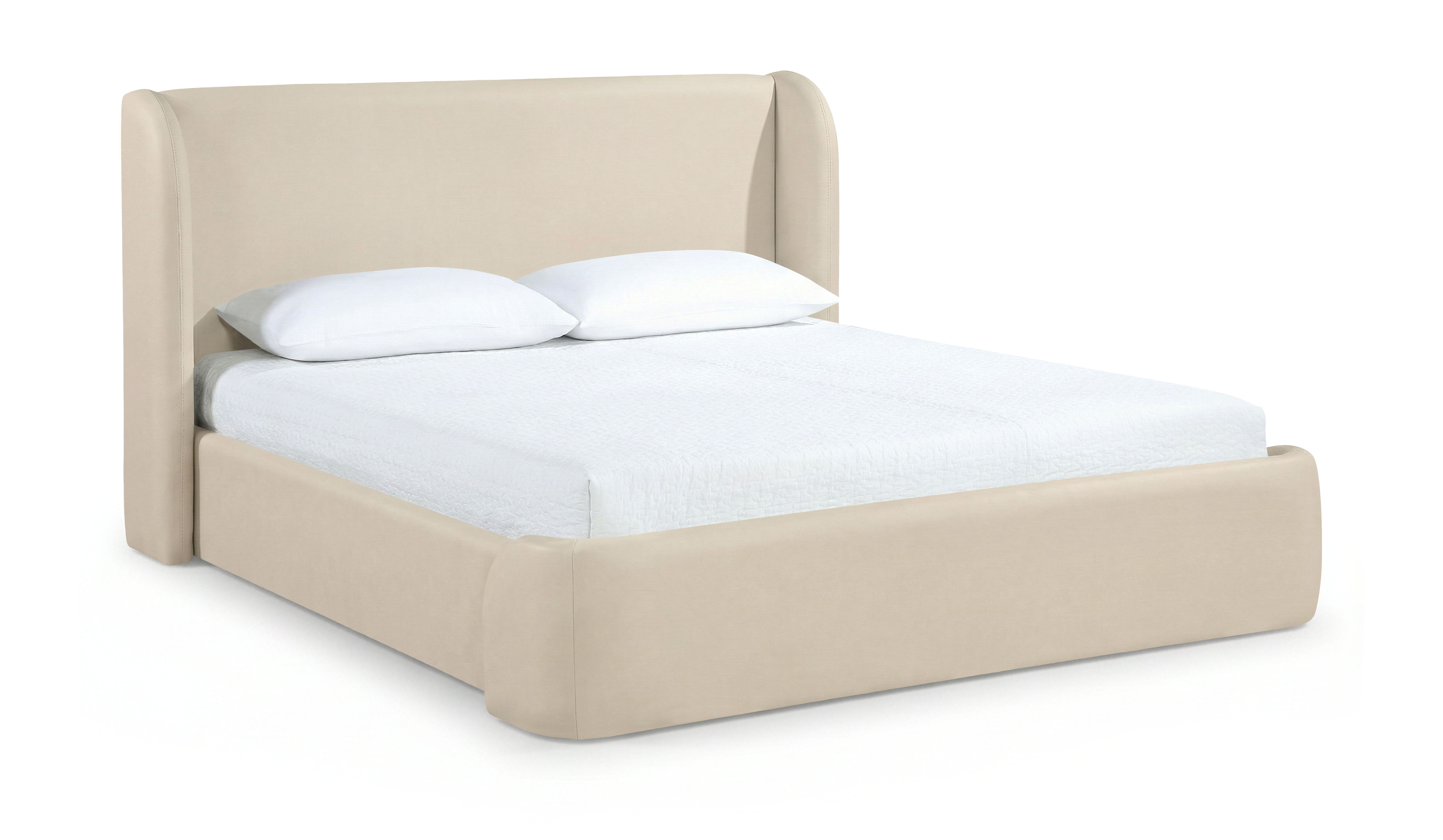 Warby - Vegan Leather Upholstered Queen Bed - Beige
