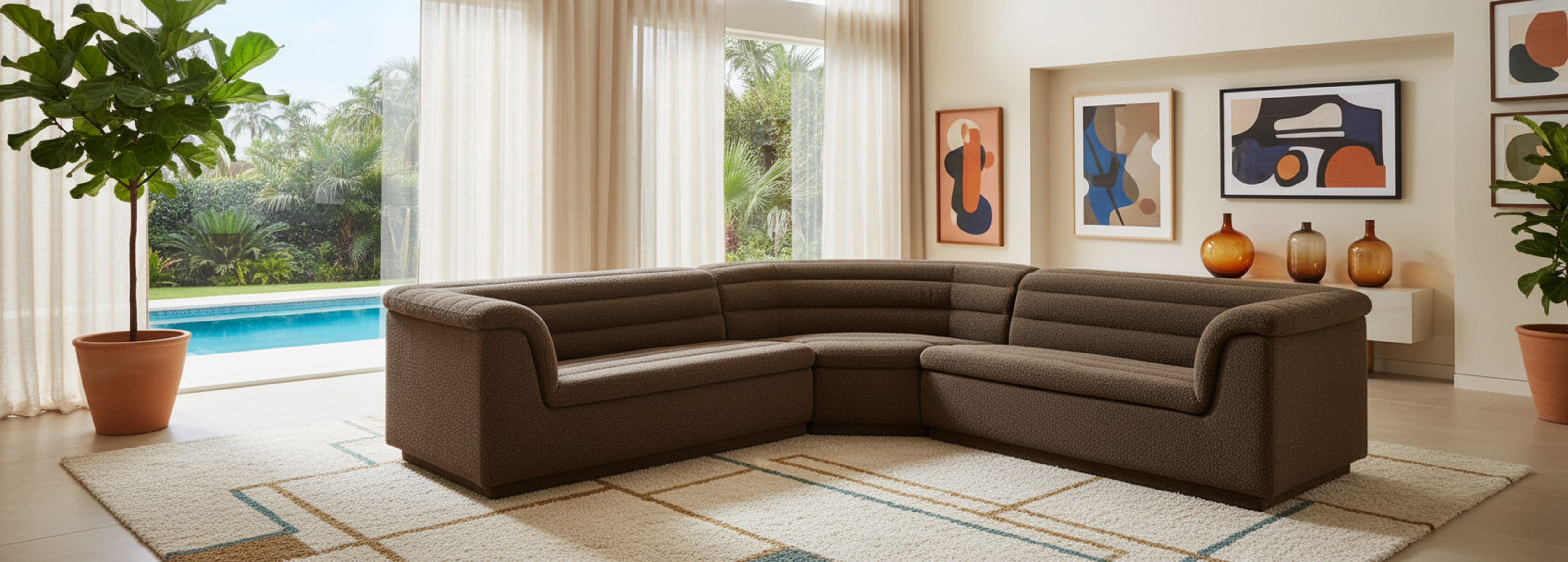 Cascade - Boucle Modular Sectional - Brown