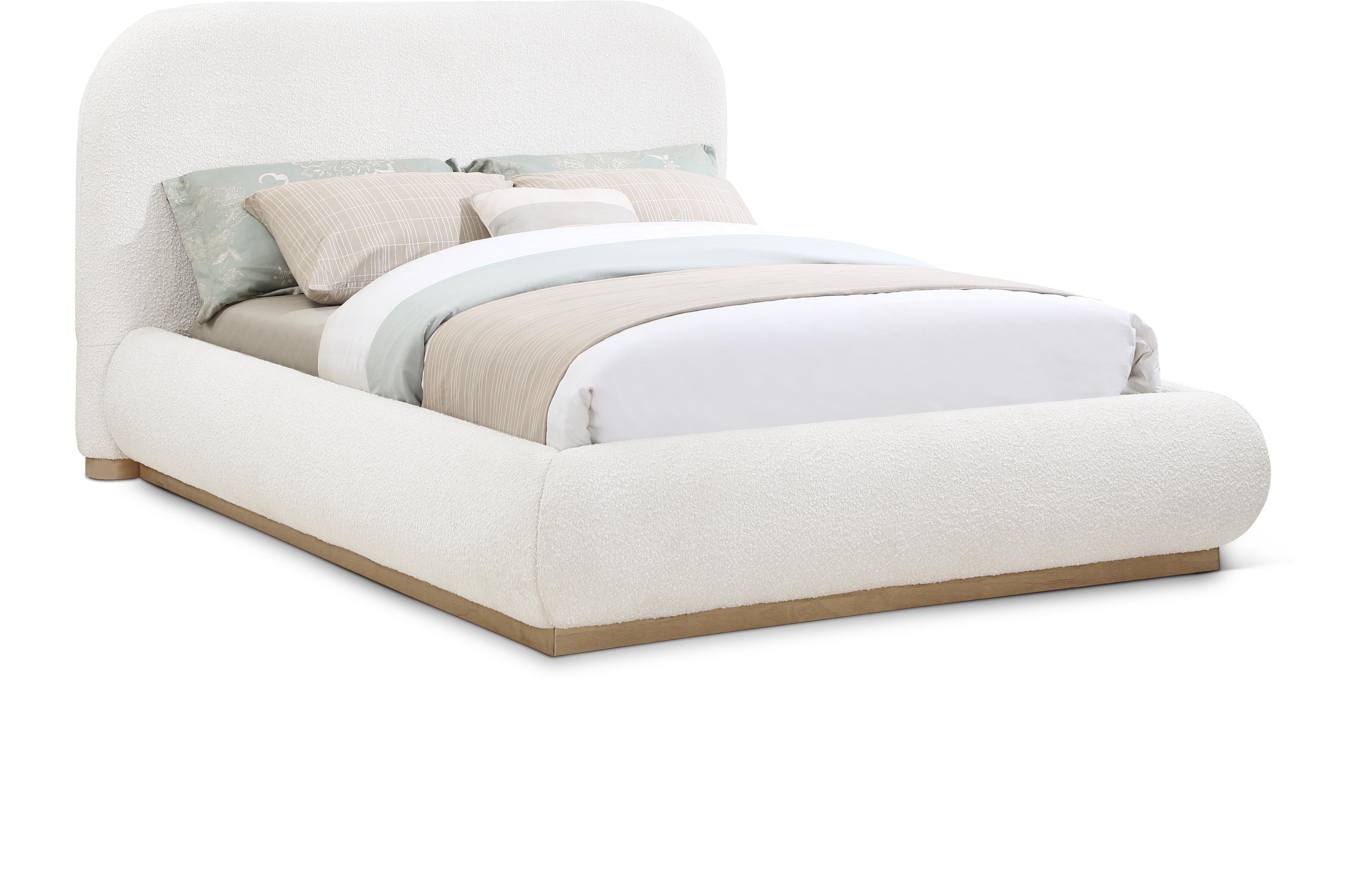 Vaughn - Boucle Queen Bed With Natural Base - Cream