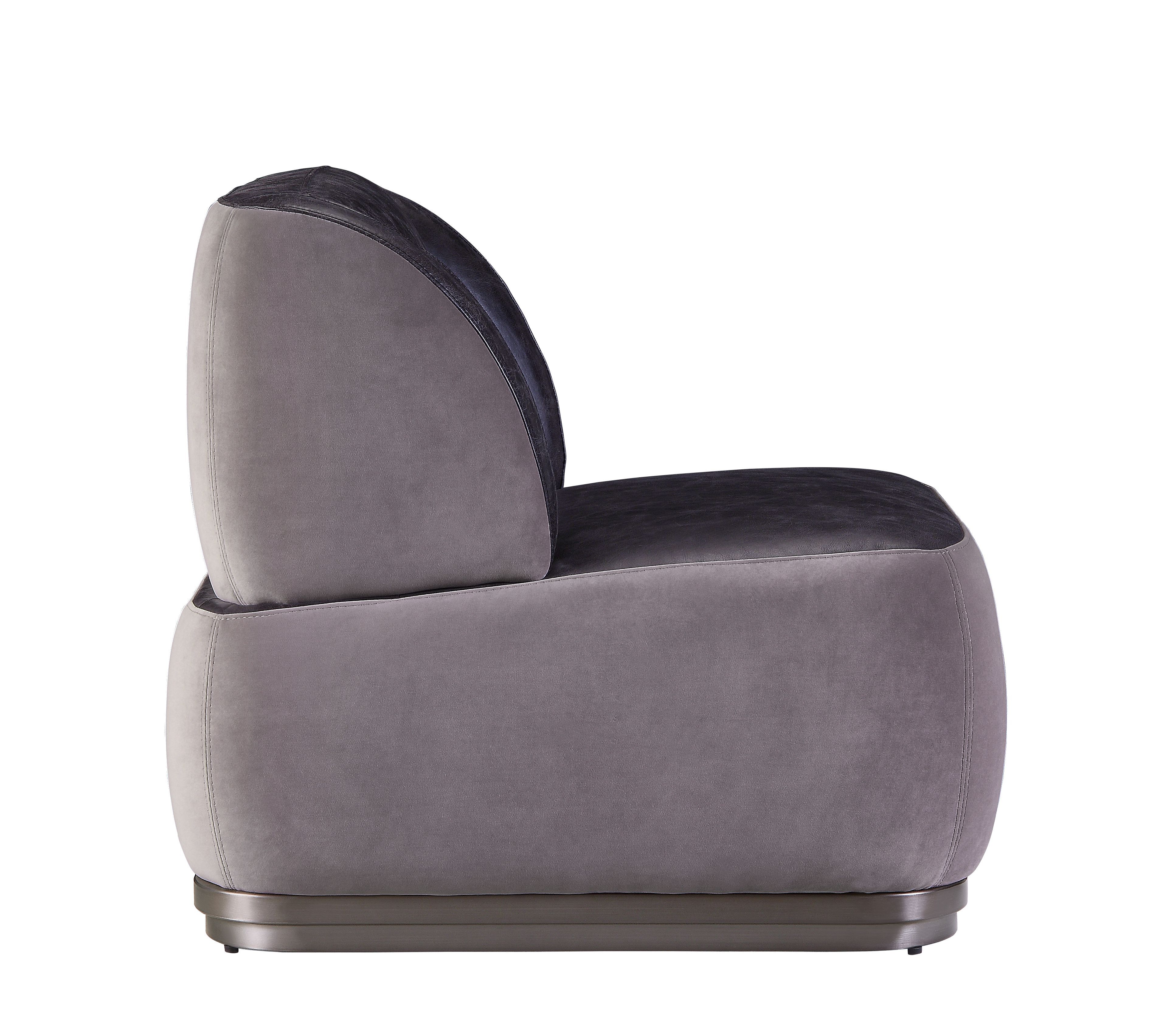 Decapree - Accent Chair - Antique Slate Top Grain Leather & Gray Velvet, dark gray, view 6