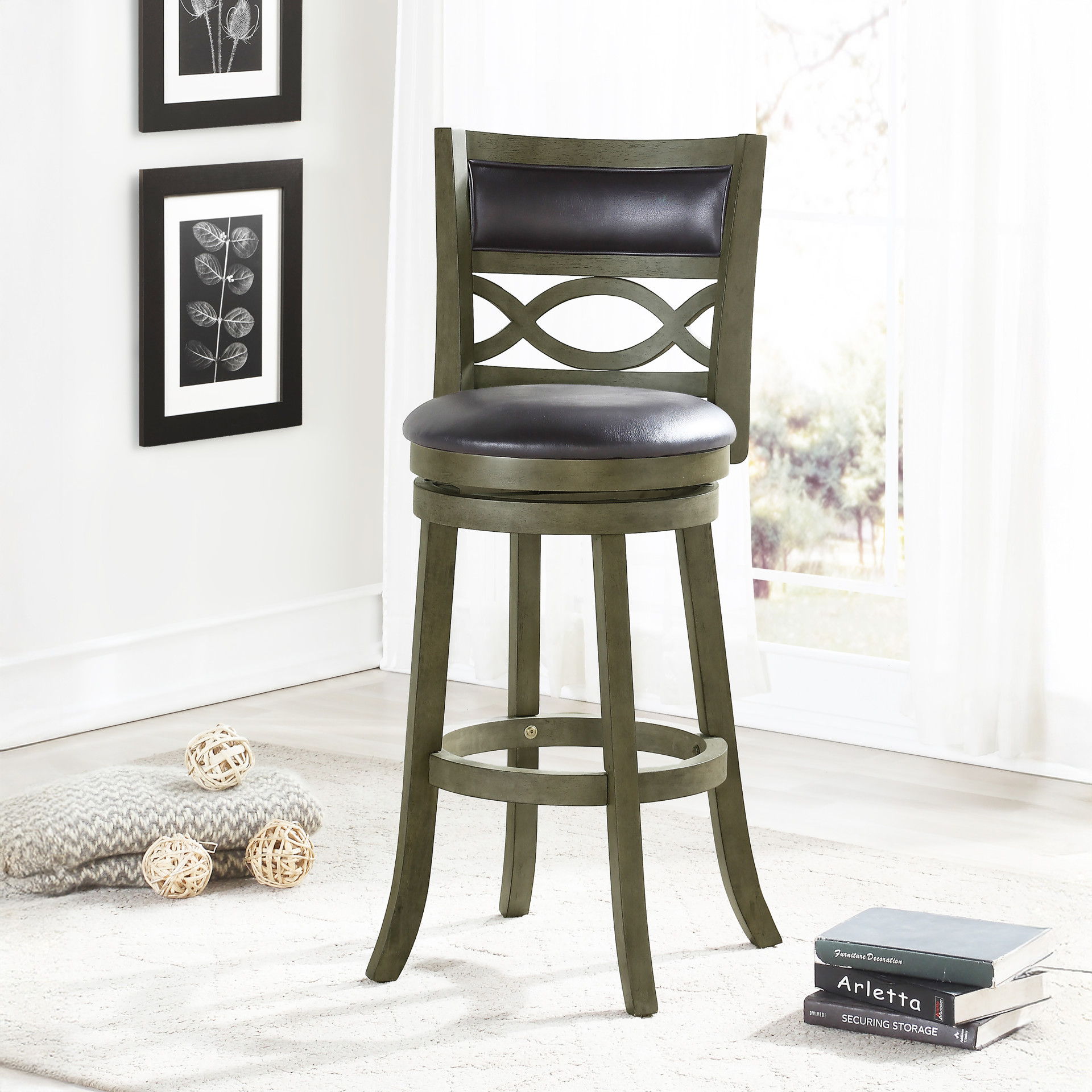 Manchester - Bar Stool - Antique Gray, black, view 6