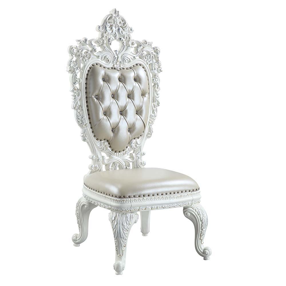 Vanaheim - Side Chair (Set of 2) - Beige Synthetic Leather & Antique White, beige