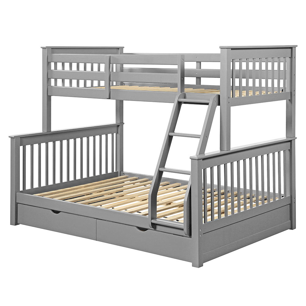 Haley II - Twin Over Full Bunk Bed With Storage - Gray, dark gray, view 2