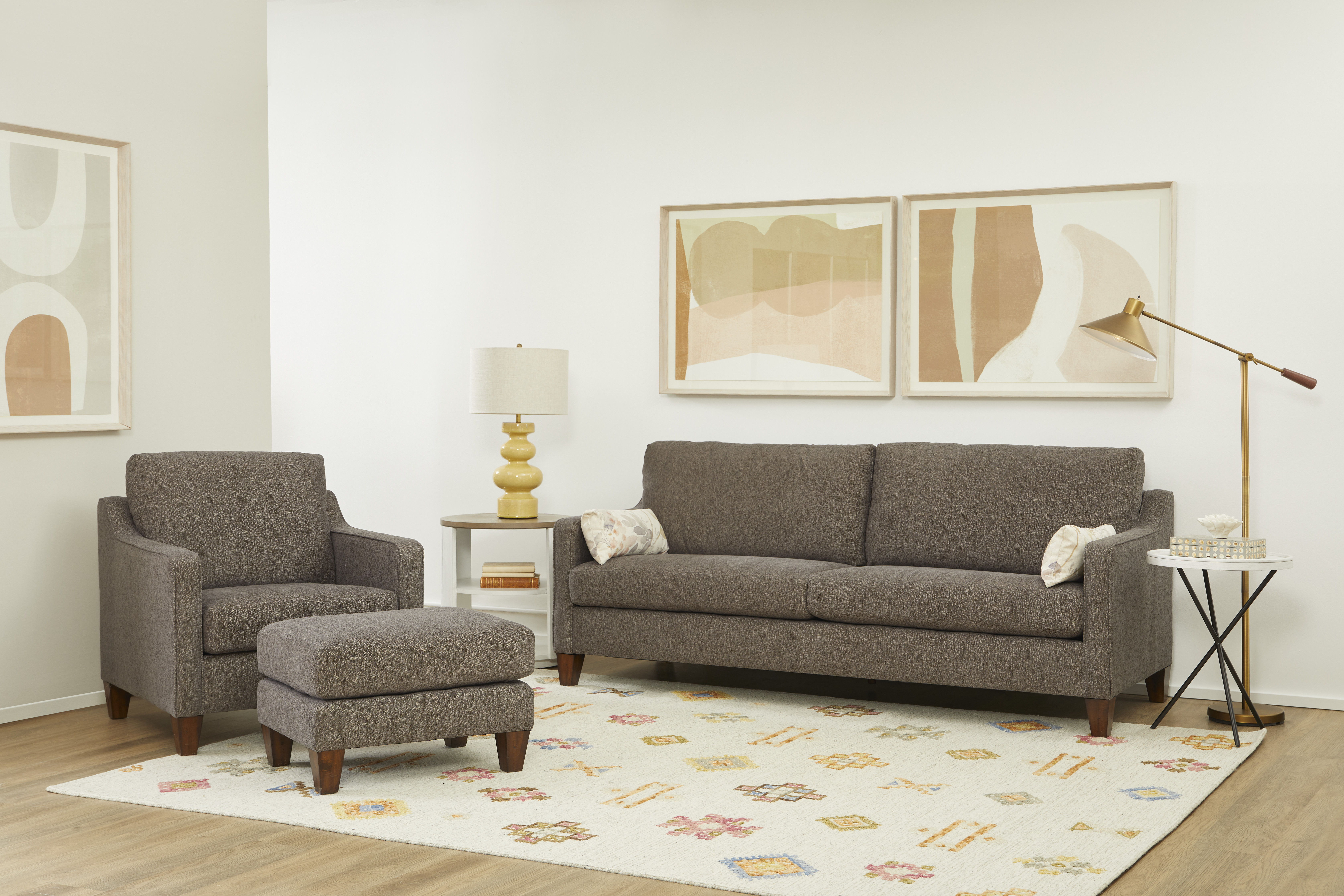 Drew - Fabric Ottoman, beige