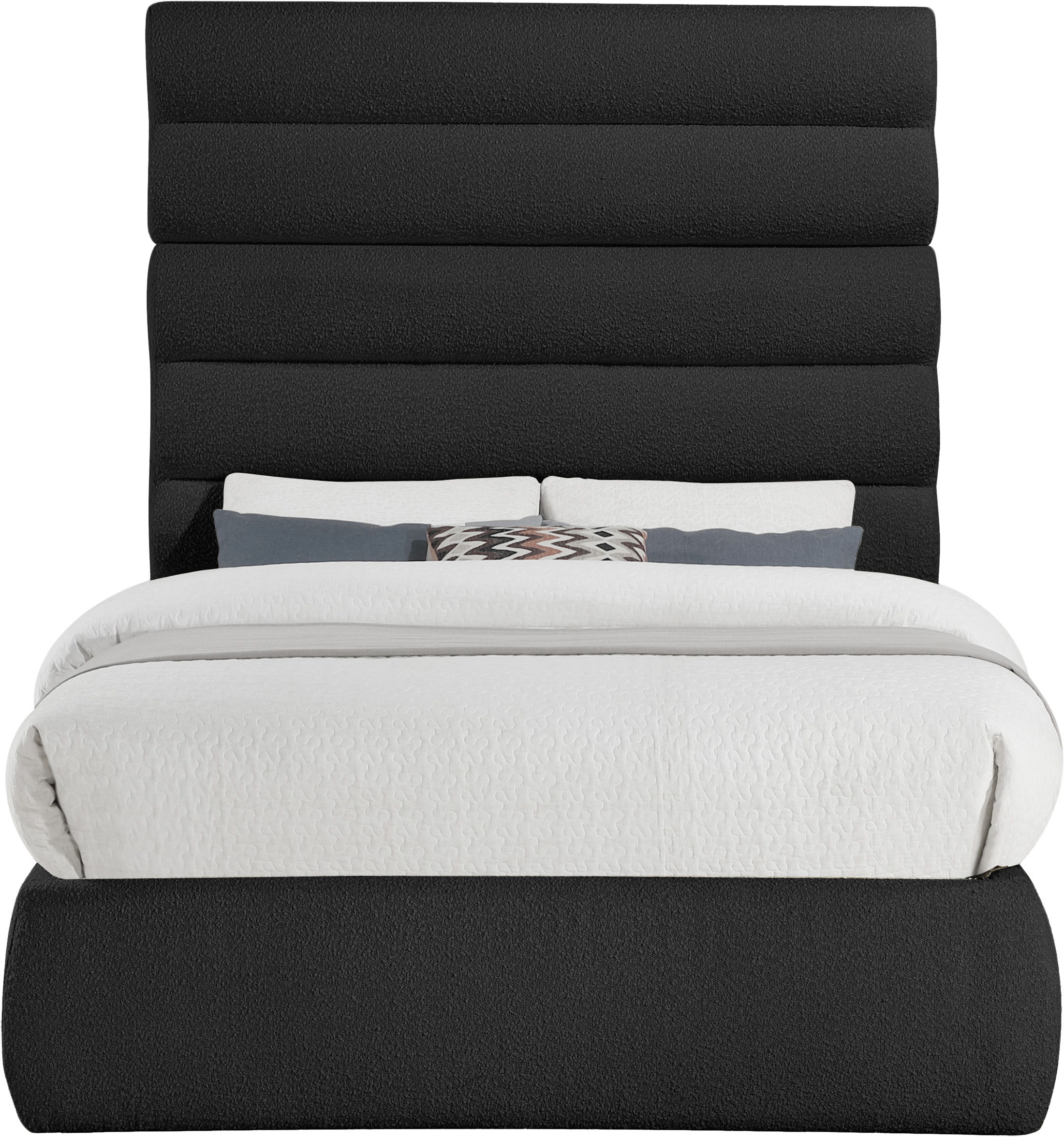 Adam - Boucle Fabric Full Bed With 70.5" Headboard - Black