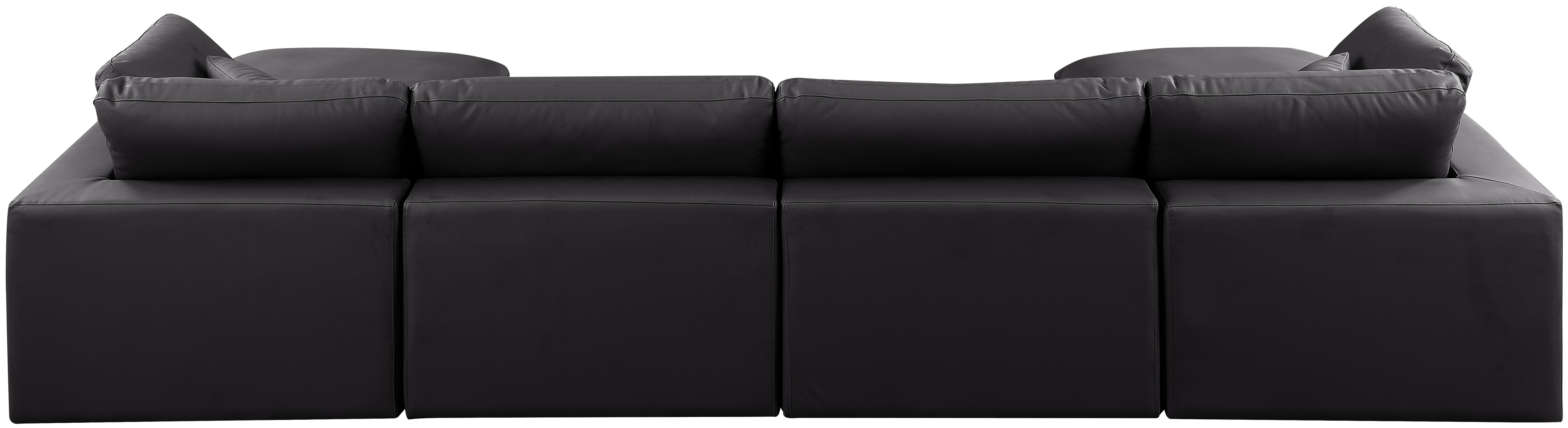 Comfy - 6 Piece Faux Leather Modular Double Chaise Sectional - Charcoal