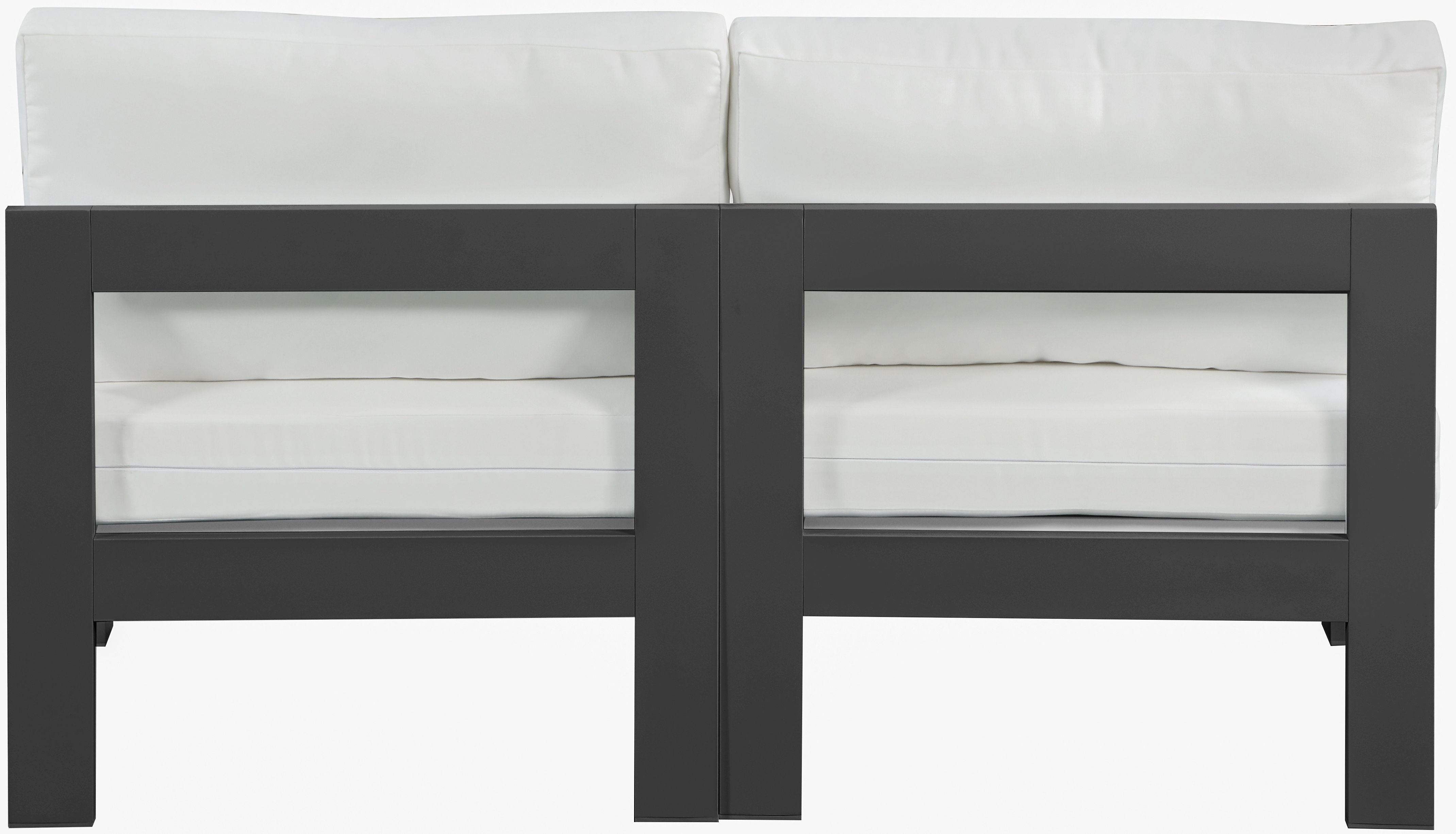 Nizuc - Outdoor Patio 2 Piece Armless Modular Sofa With Gray Frame - White