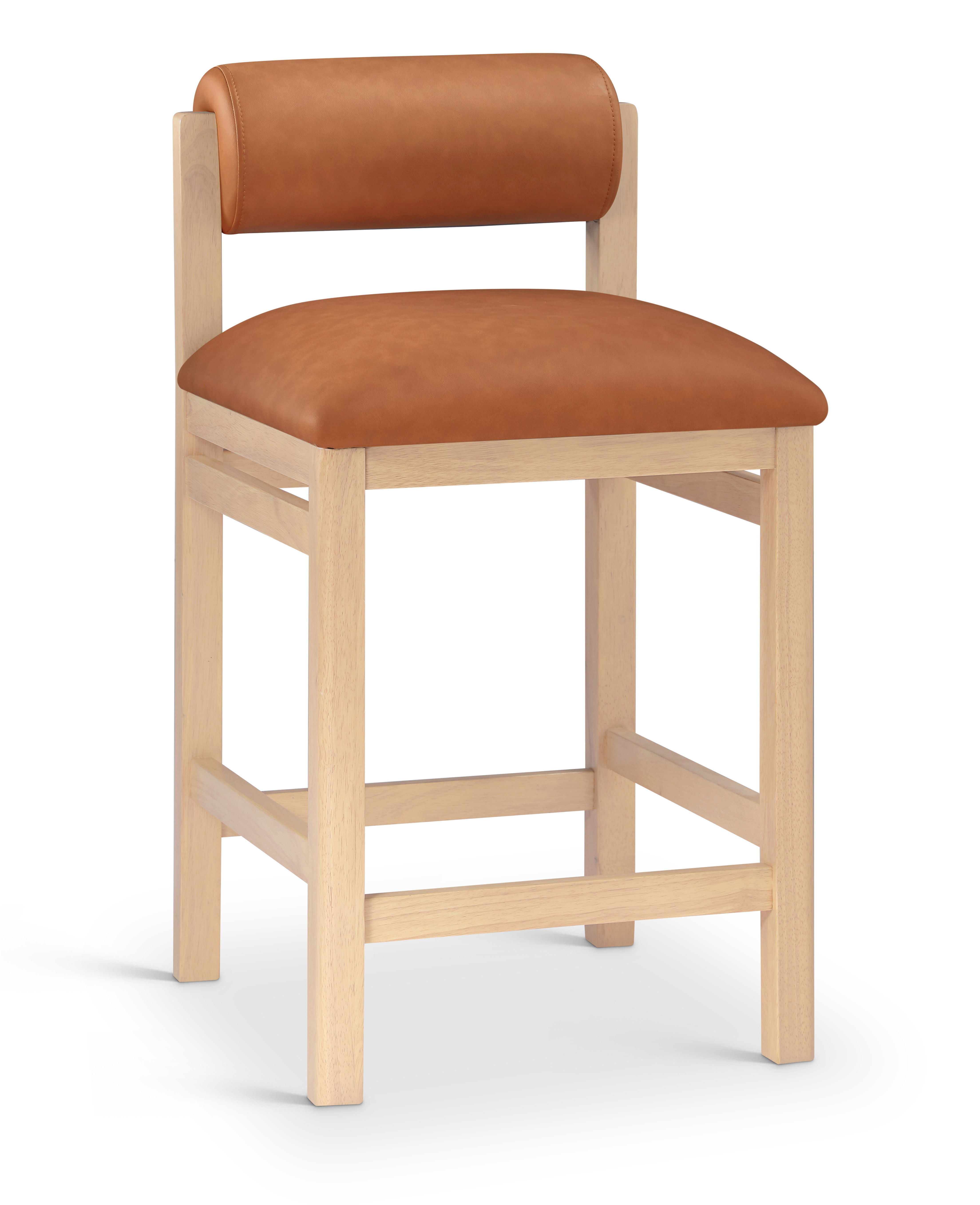 Roundhill - Vegan Leather Counter Stool - Cognac