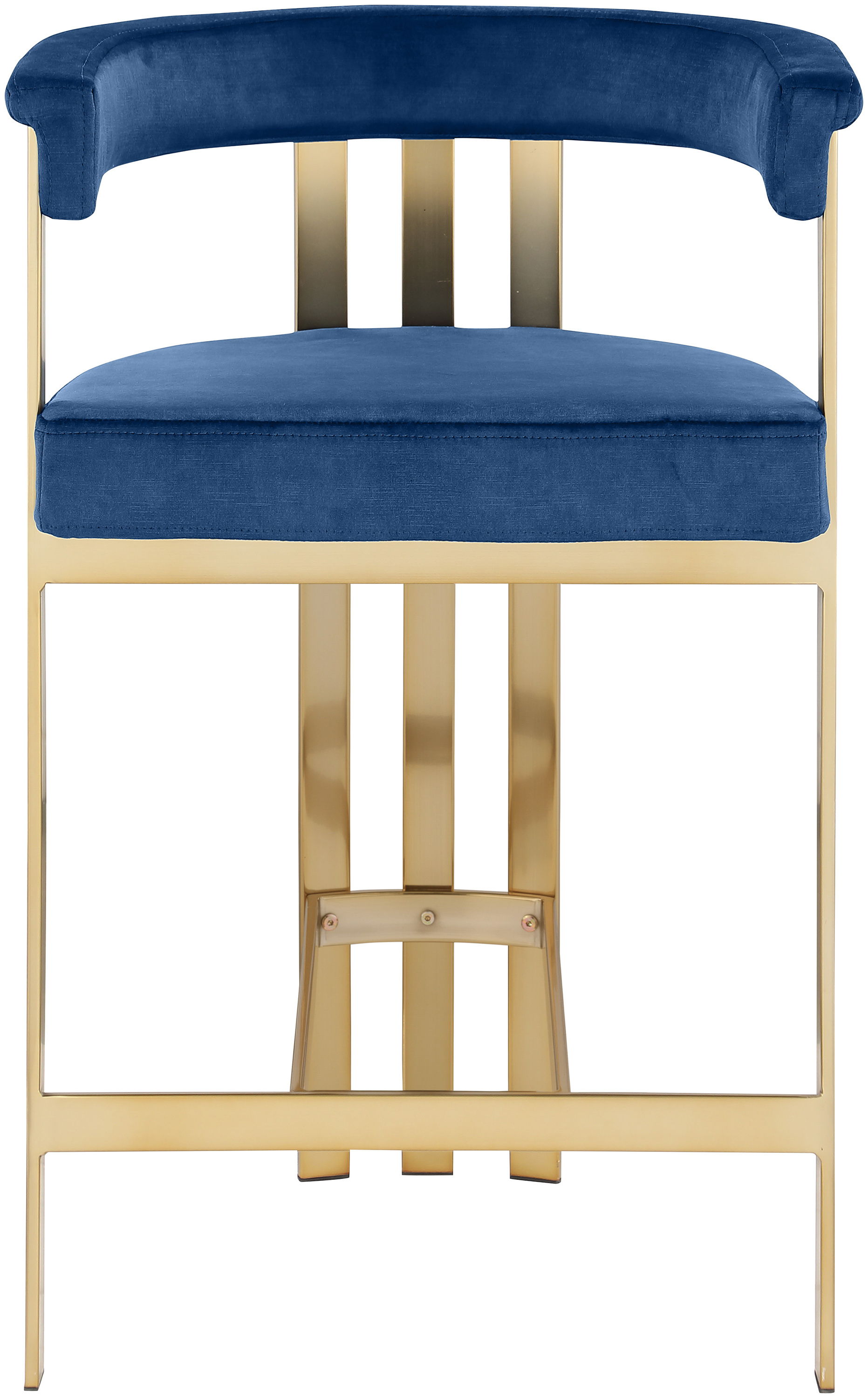 Marcello - Counter Stool With Brushed Gold Iron Frame (Set of 2) - Navy