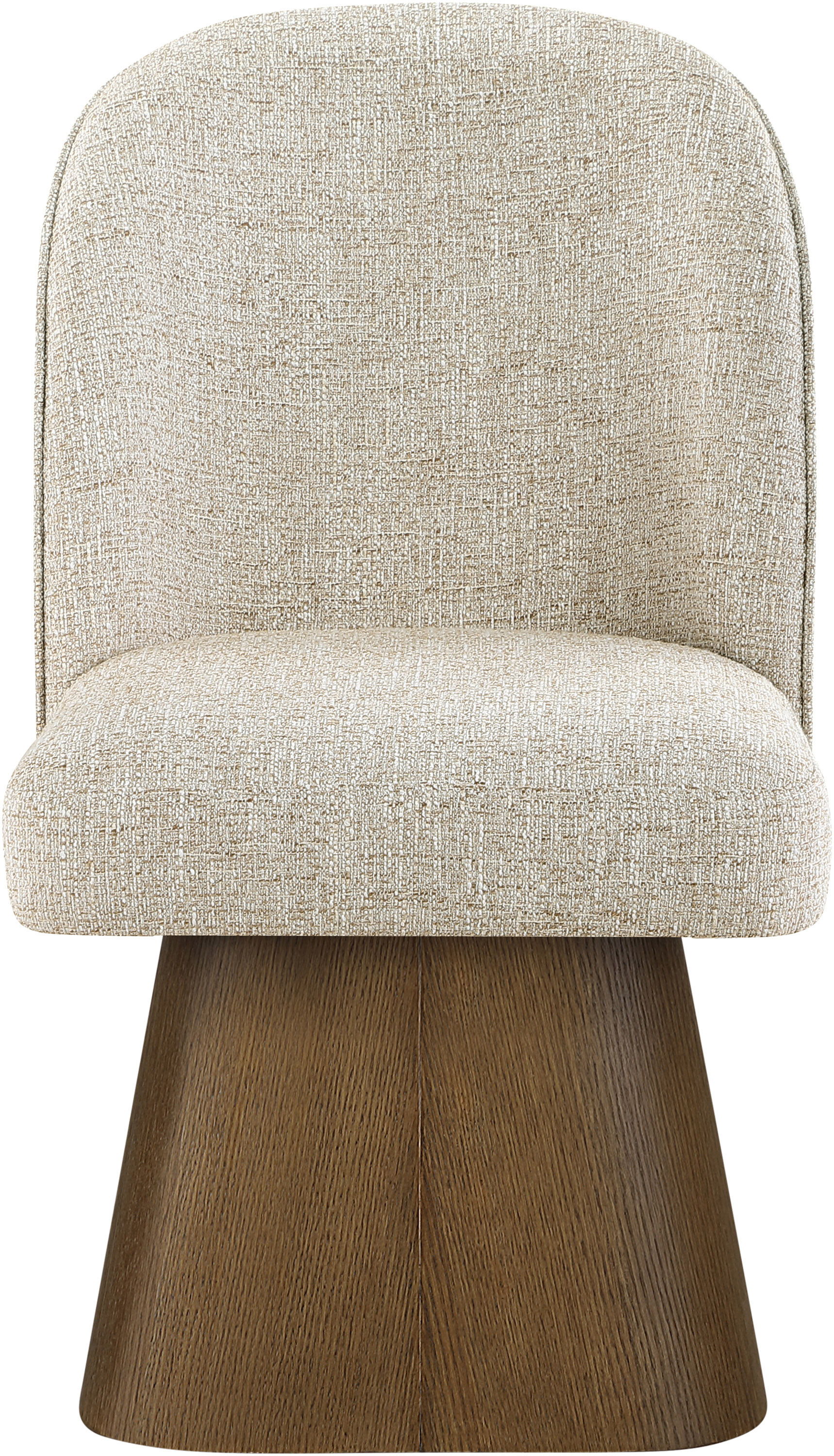Marlowe - Linen Textured Fabric Upholstered Swivel Dining Side Chair - Beige / Stained Brown
