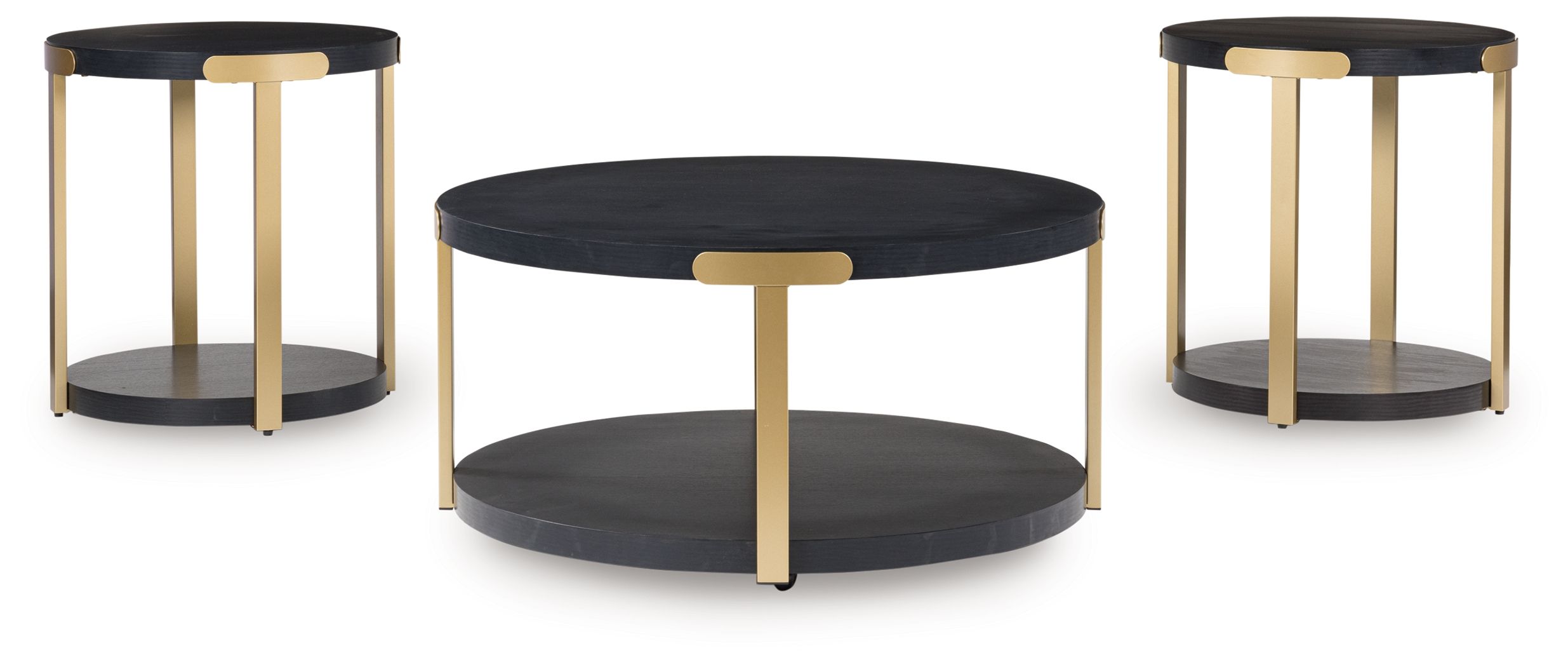 Ashley Furniture Shylore - Occasional Table Set (Set of 3) - Black / Brass Finish - Image 3