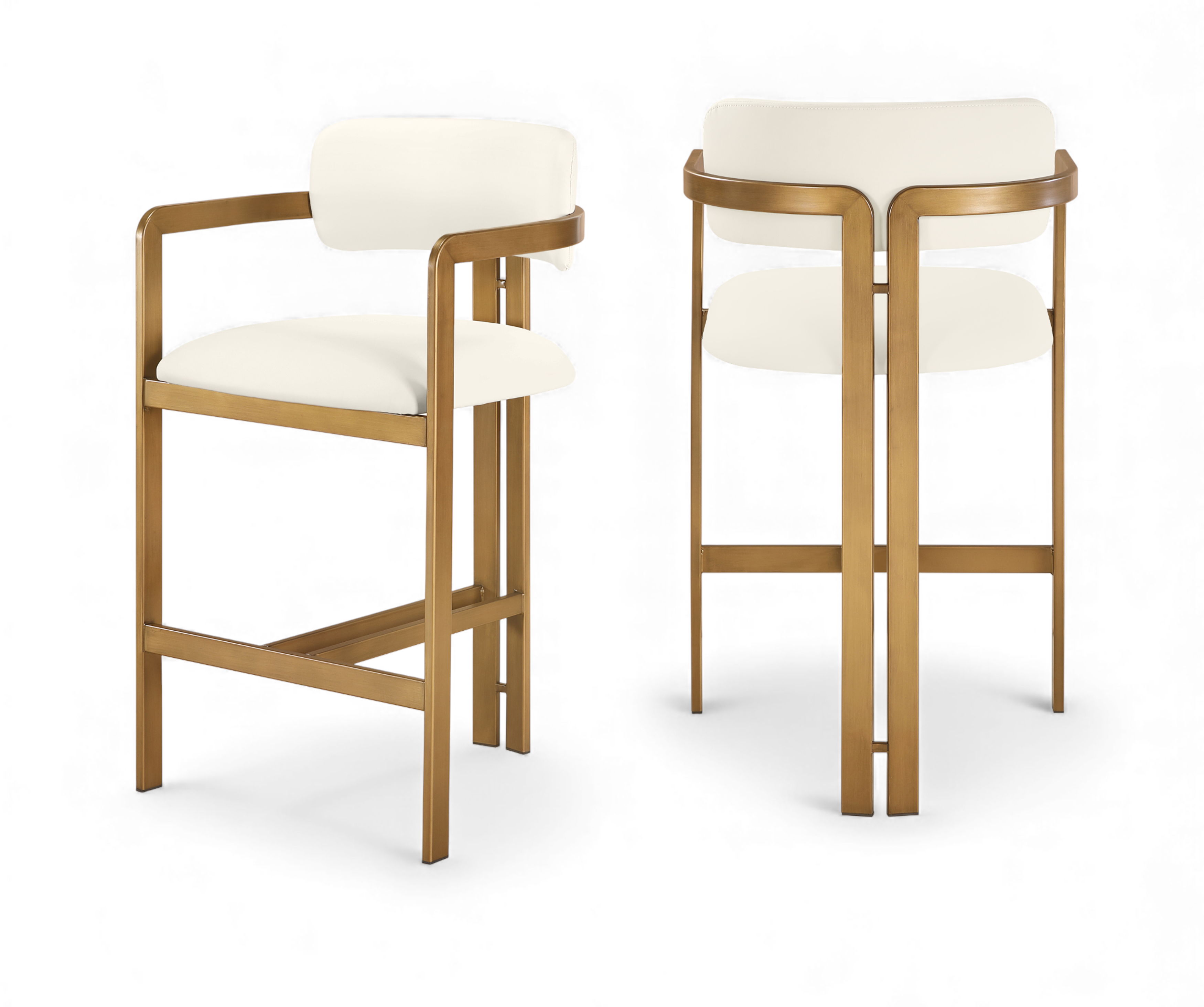Aurum - Vegan Leather Upholstered Counter Stool - Cream / Brushed Brass