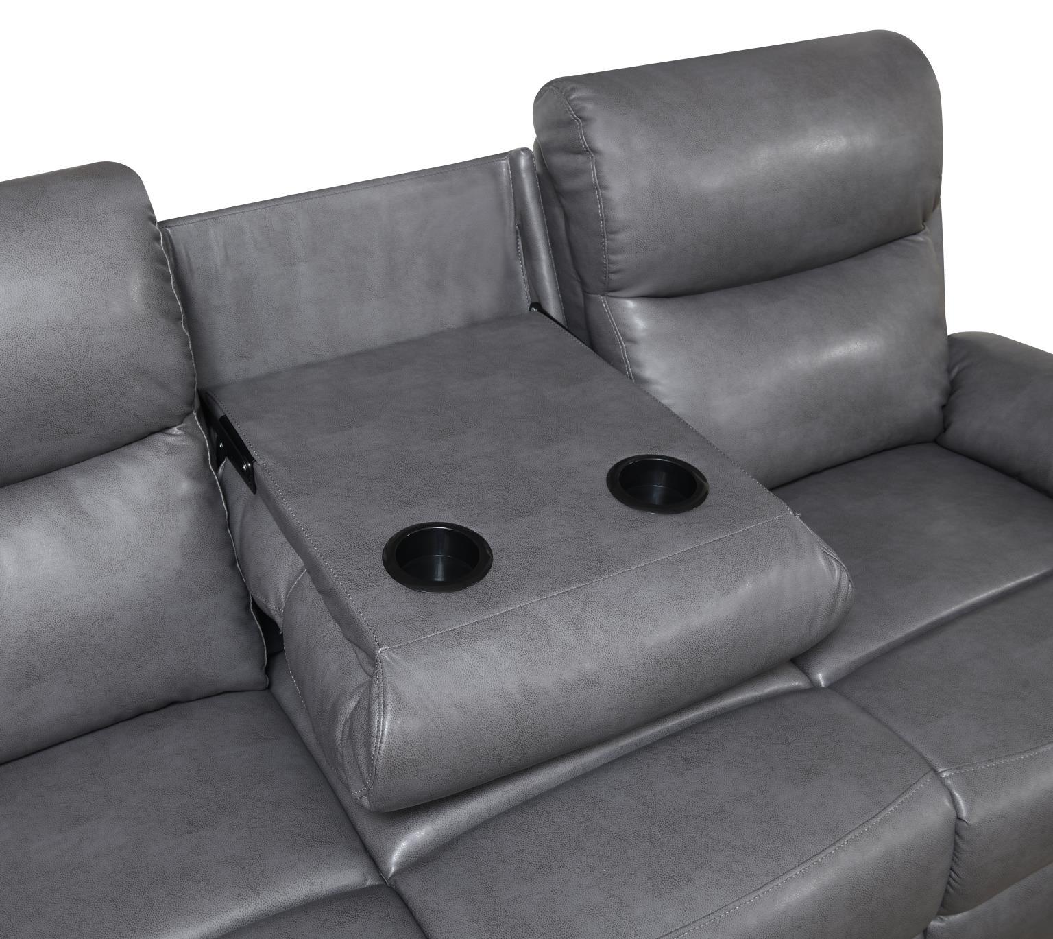 U185 - Motion Sofa With Drop Down Table - Gray