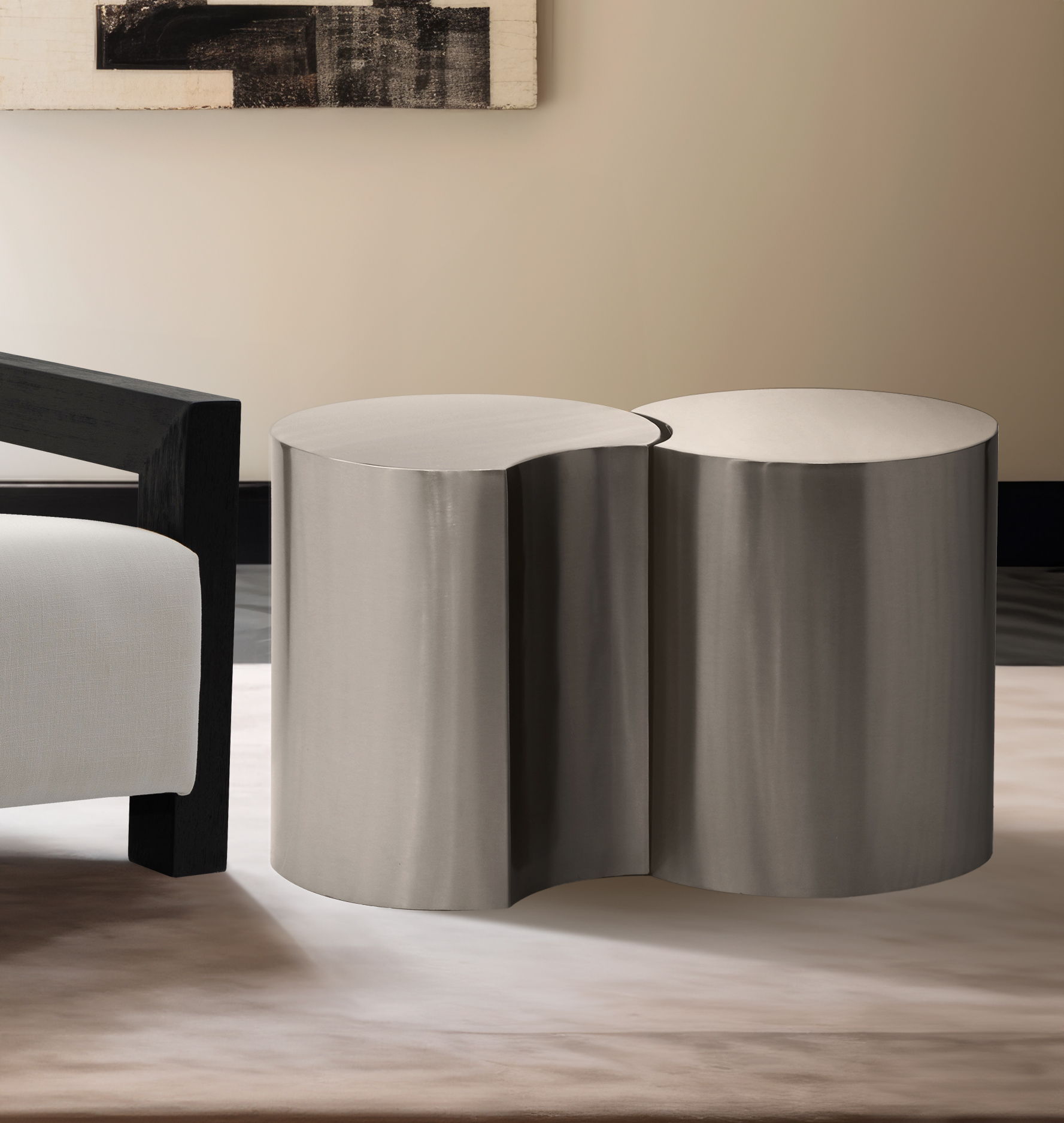 Dimple - 20" 2 Piece Modular End Table - Silver