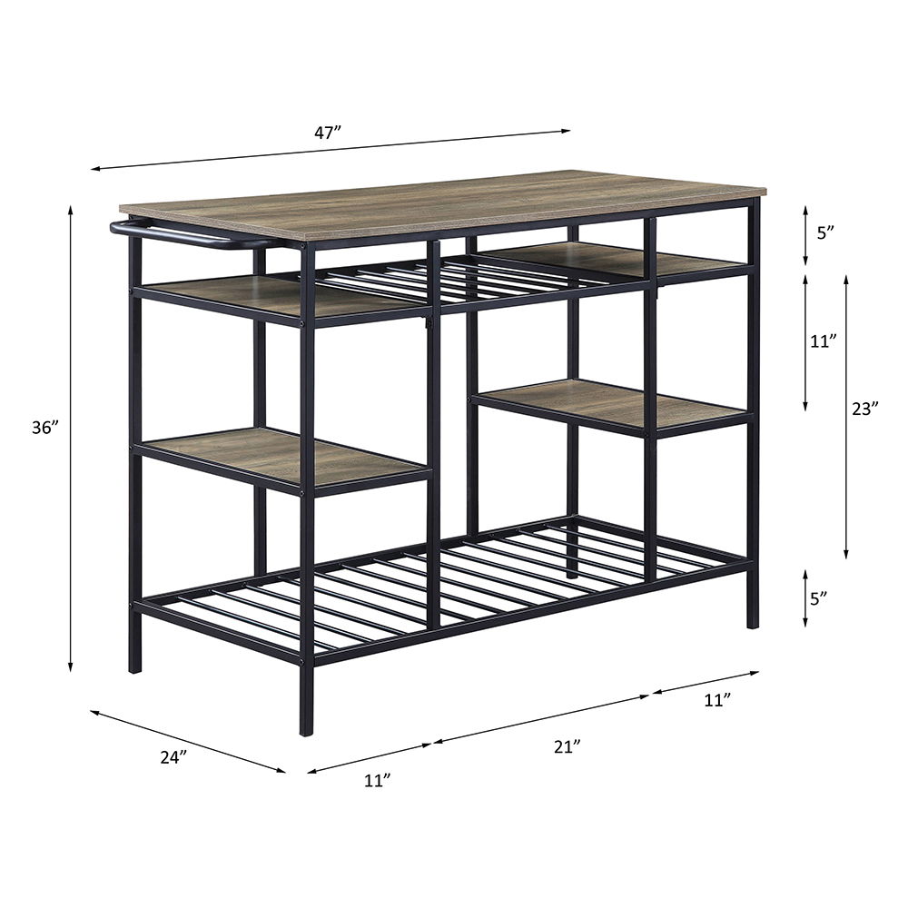 Lona - Kitchen Island - Rustic Oak & Black, black, view 4
