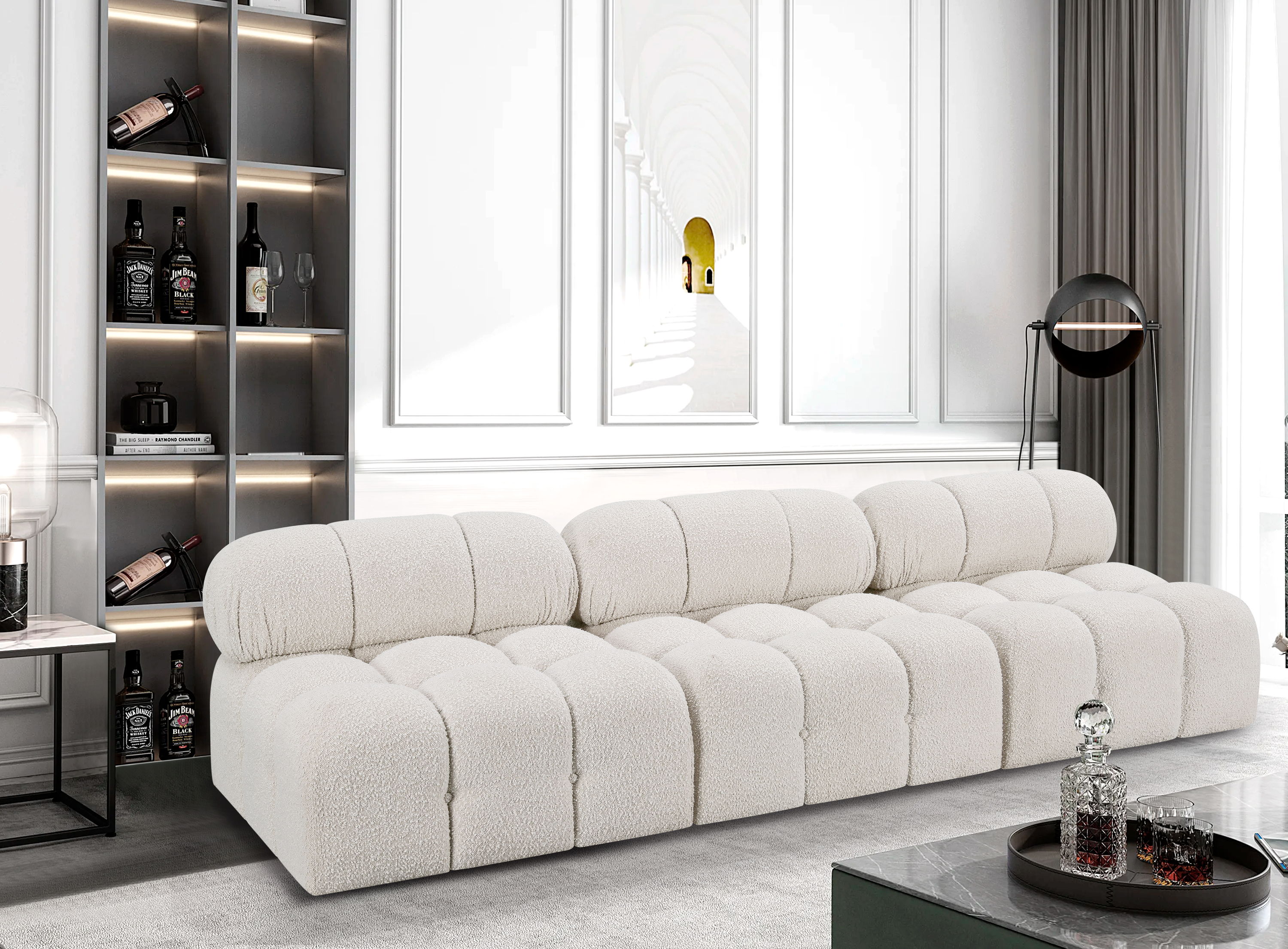 Ames - 3 Piece Modular Armless Sofa - Cream