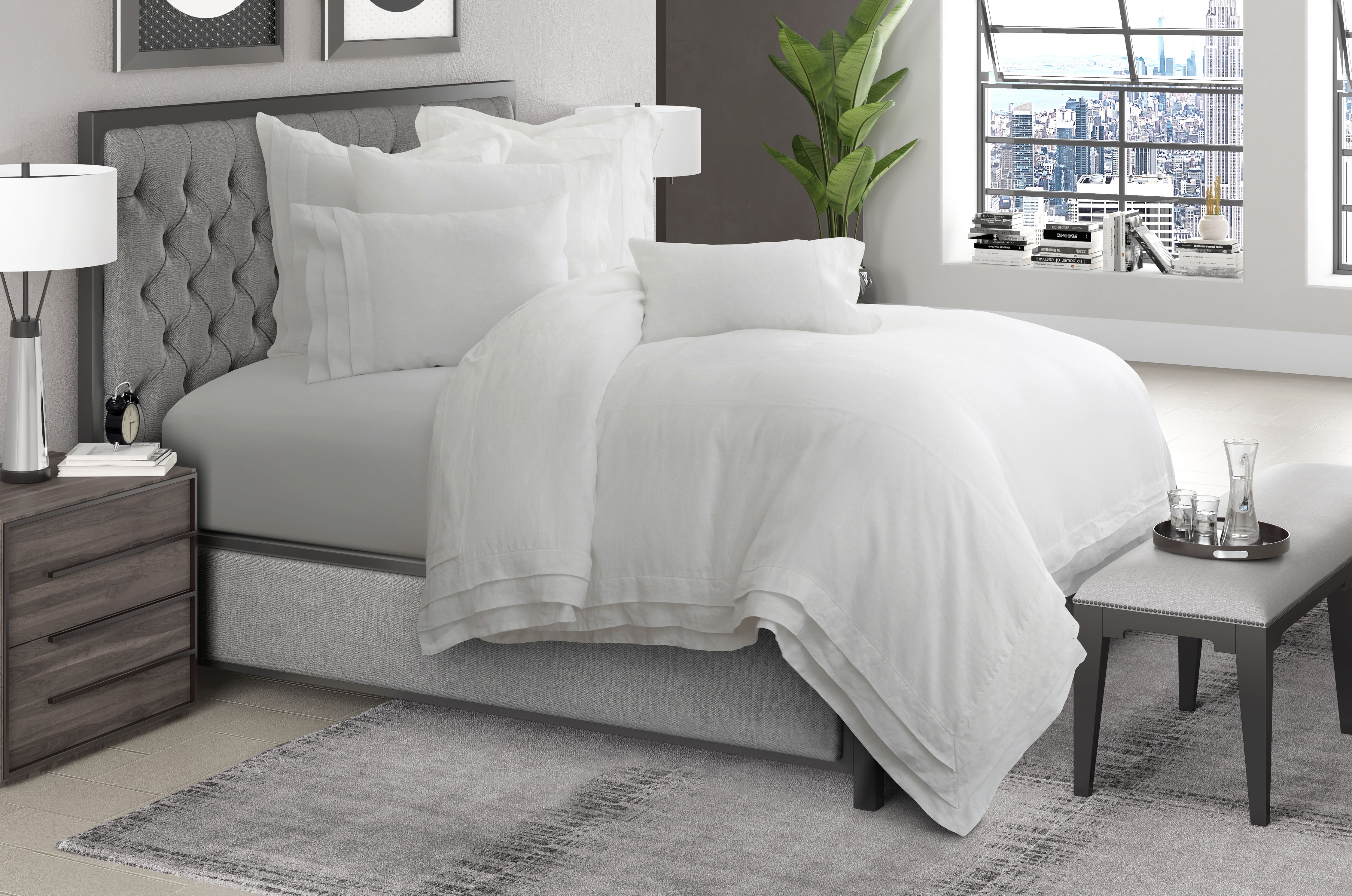 Addison - 6 Piece Queen Duvet Set - White Image