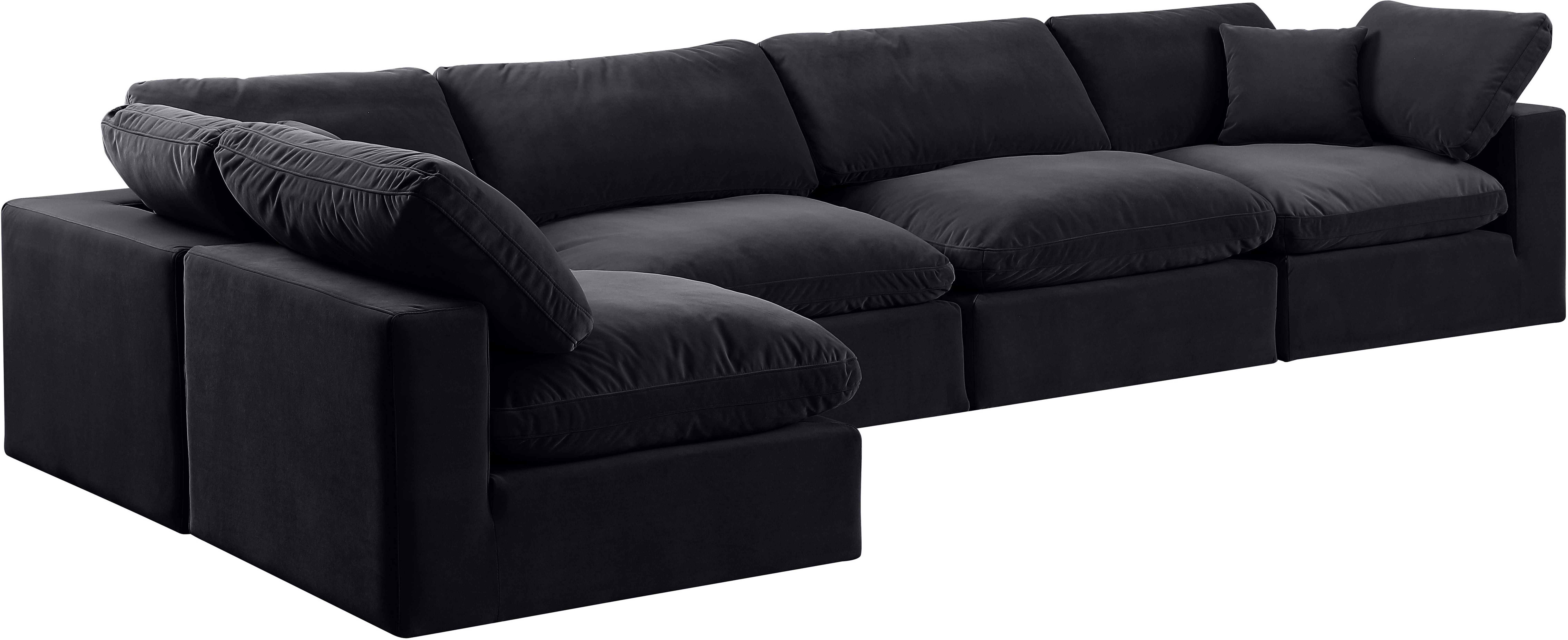 Comfy - 5 Piece Velvet Modular Sectional - Black