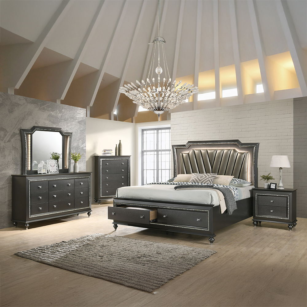 Kaitlyn - Mirror With LED - Metallic Gray, dark gray, view 6