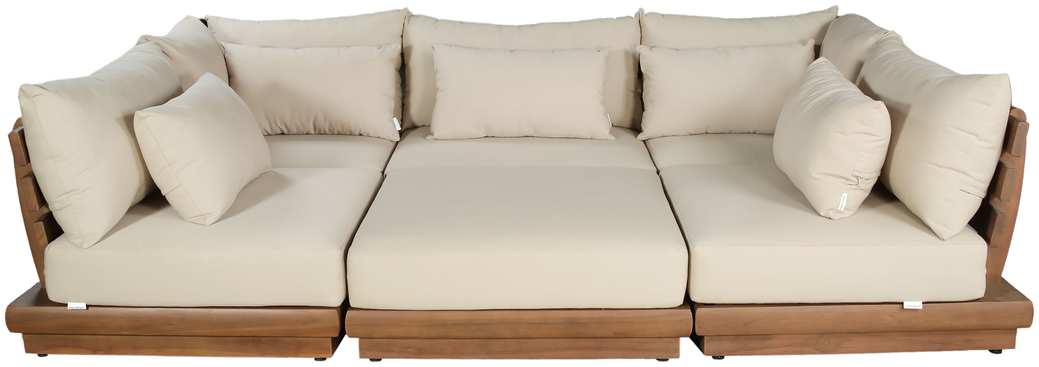 Mirella - 6 Piece Water Resistant Fabric 113" Upholstered Outdoor Patio Modular Sectional - Tan