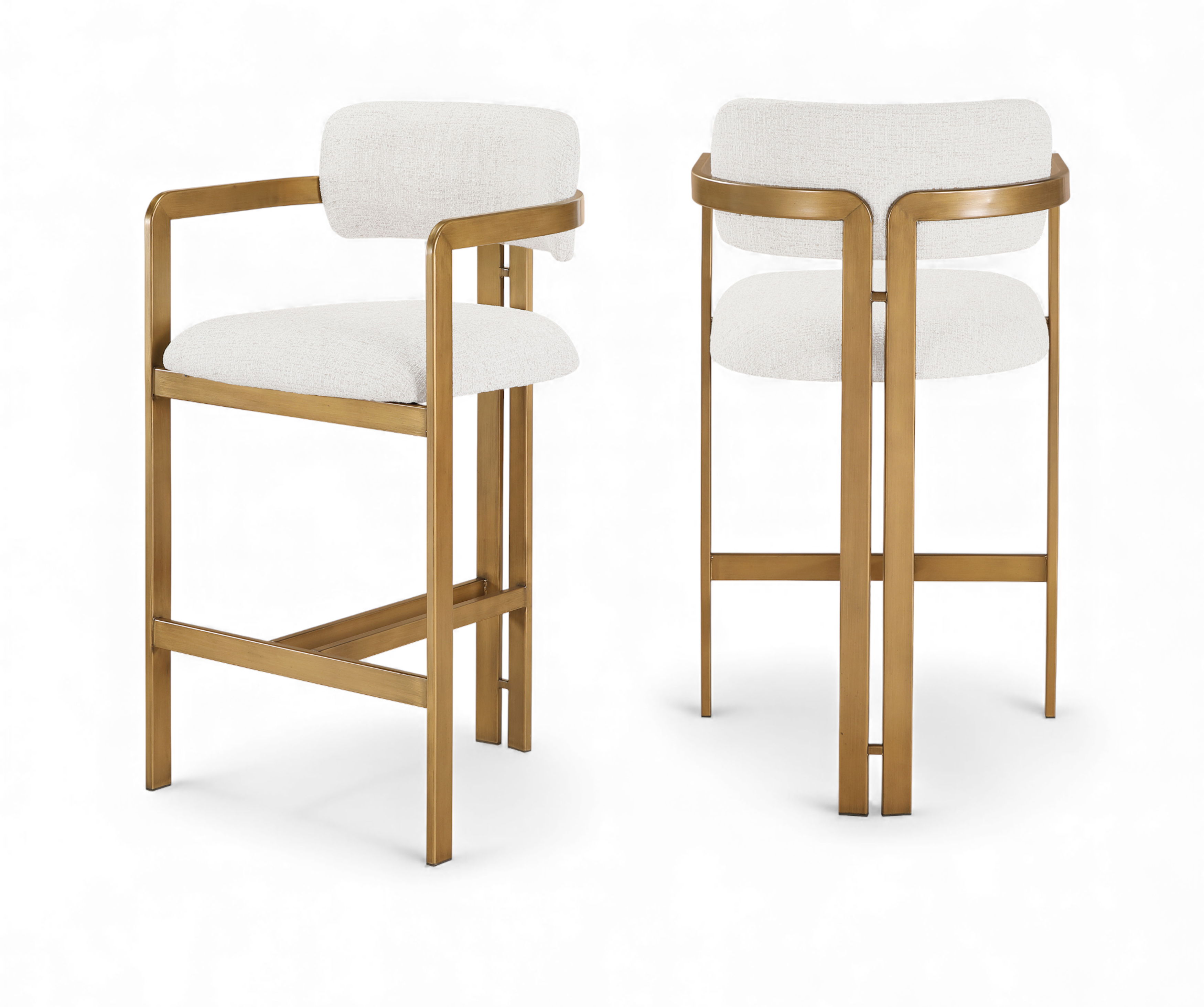 Aurum - Linen Textured Fabric Upholstered Counter Stool - Cream