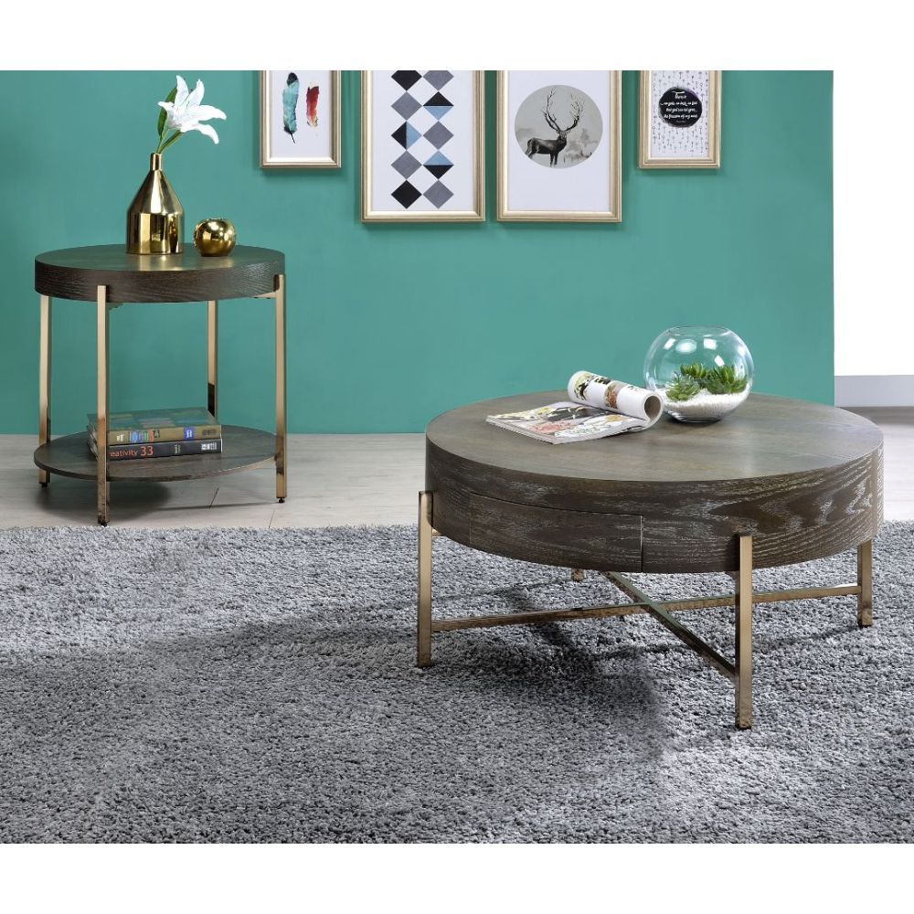 Weyton - Coffee Table - Light Brown & Champagne, dark gray, view 2