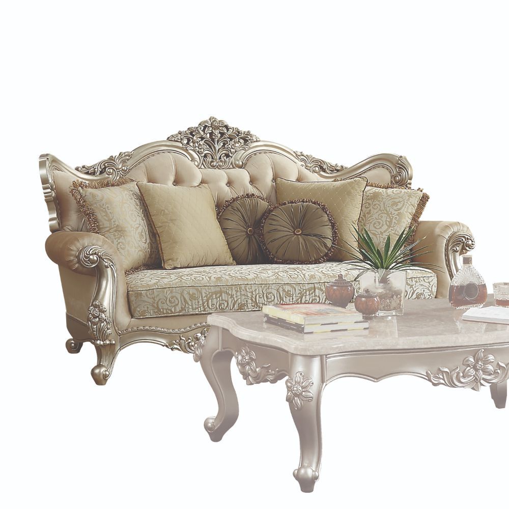 Bently - Sofa With 7 Pillows (Same Lv01579) - Fabric & Champagne, beige