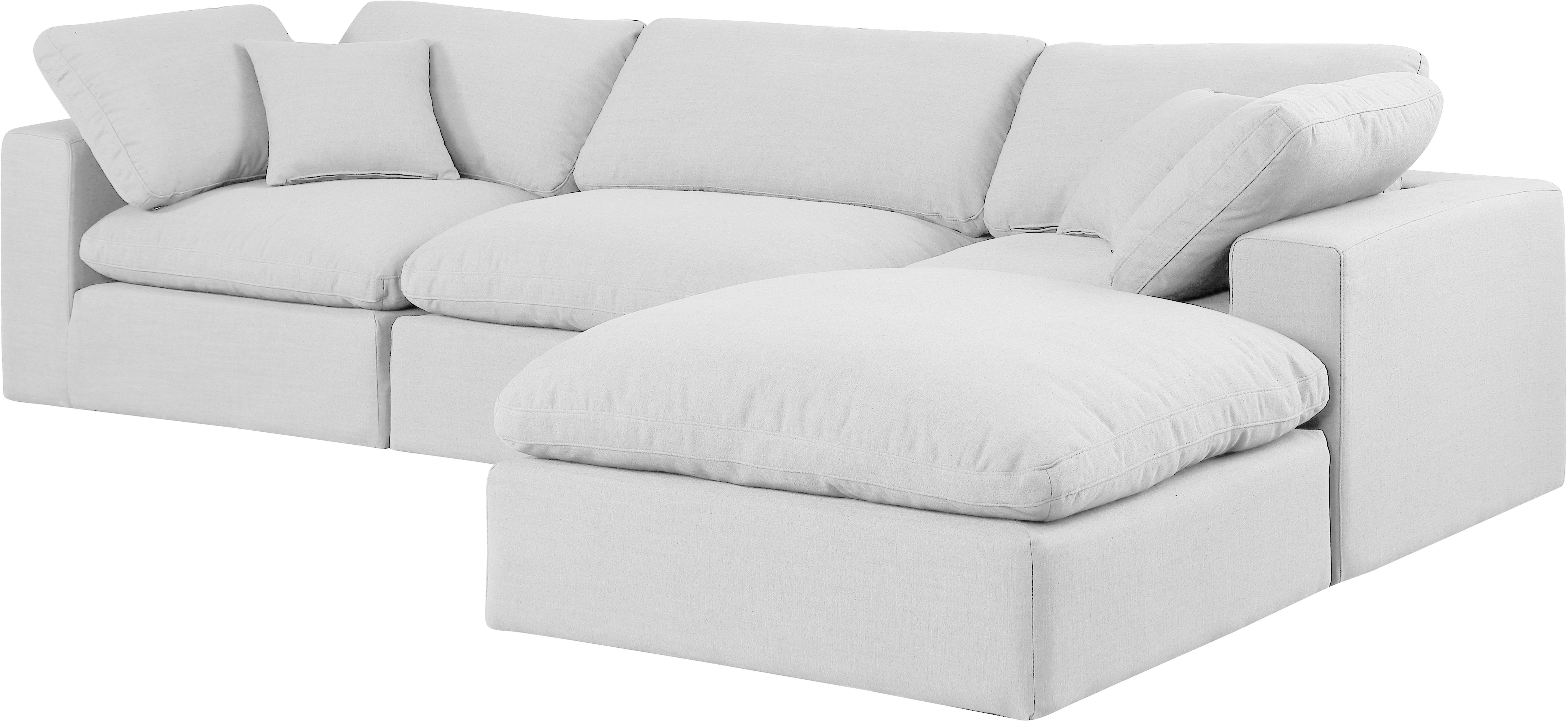 Comfy - 4 Piece Linen Fabric Modular Sectional With Chaise - Off White