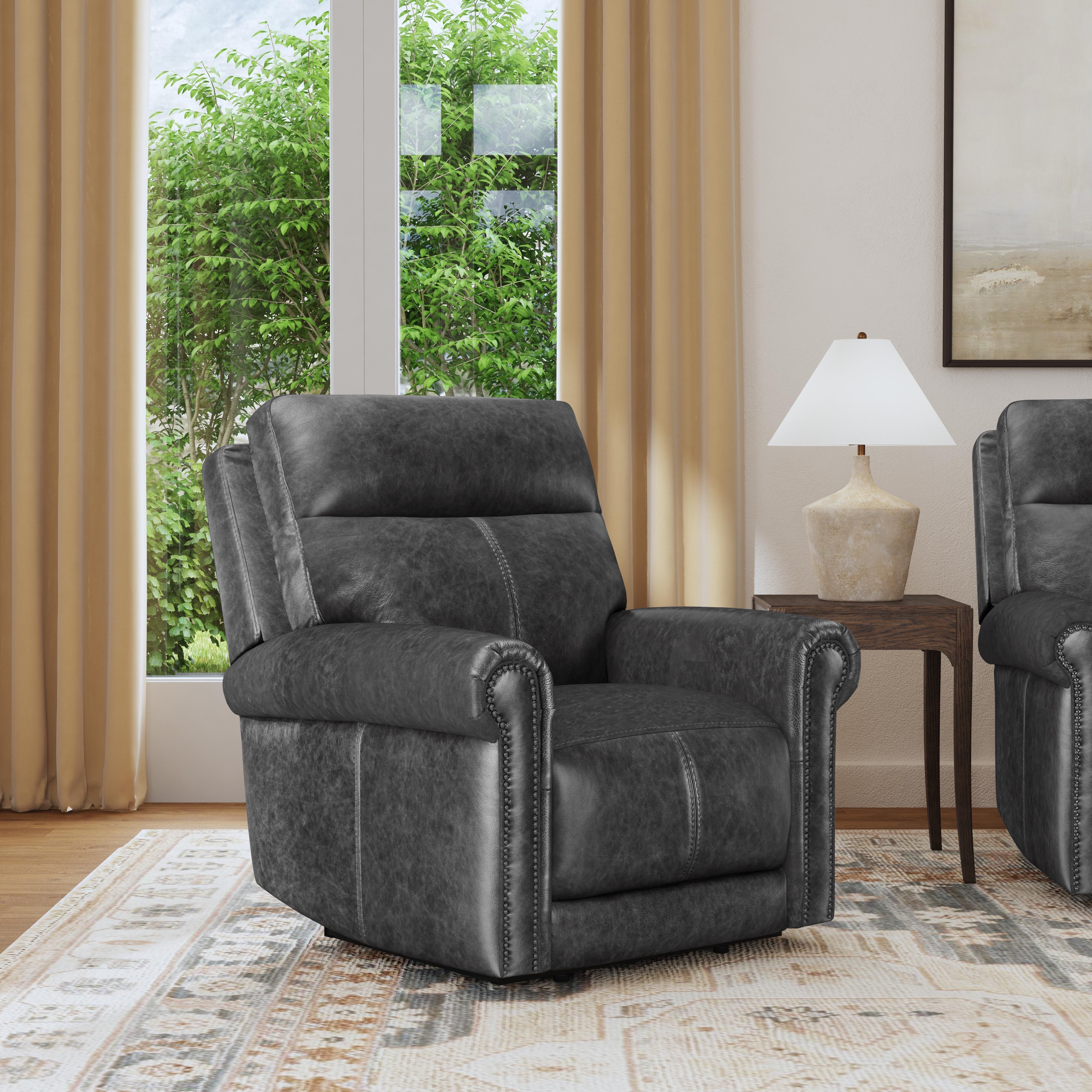 Alexander - Power Recliner With Power Headrest & Lumbar - Weathered Stone Gray, dark gray, view 6