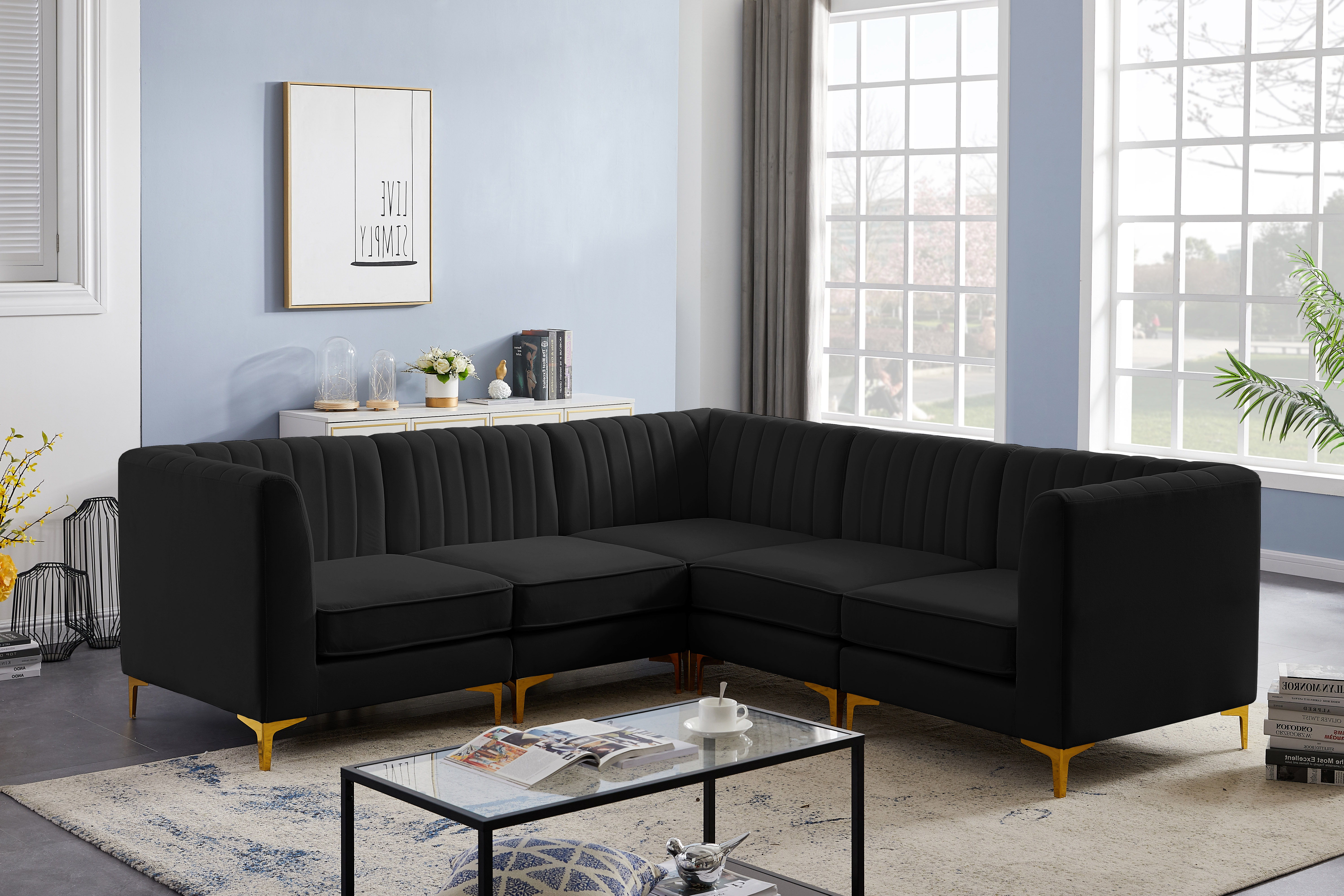Alina - 5 Piece Modular Corner Sectional - Black
