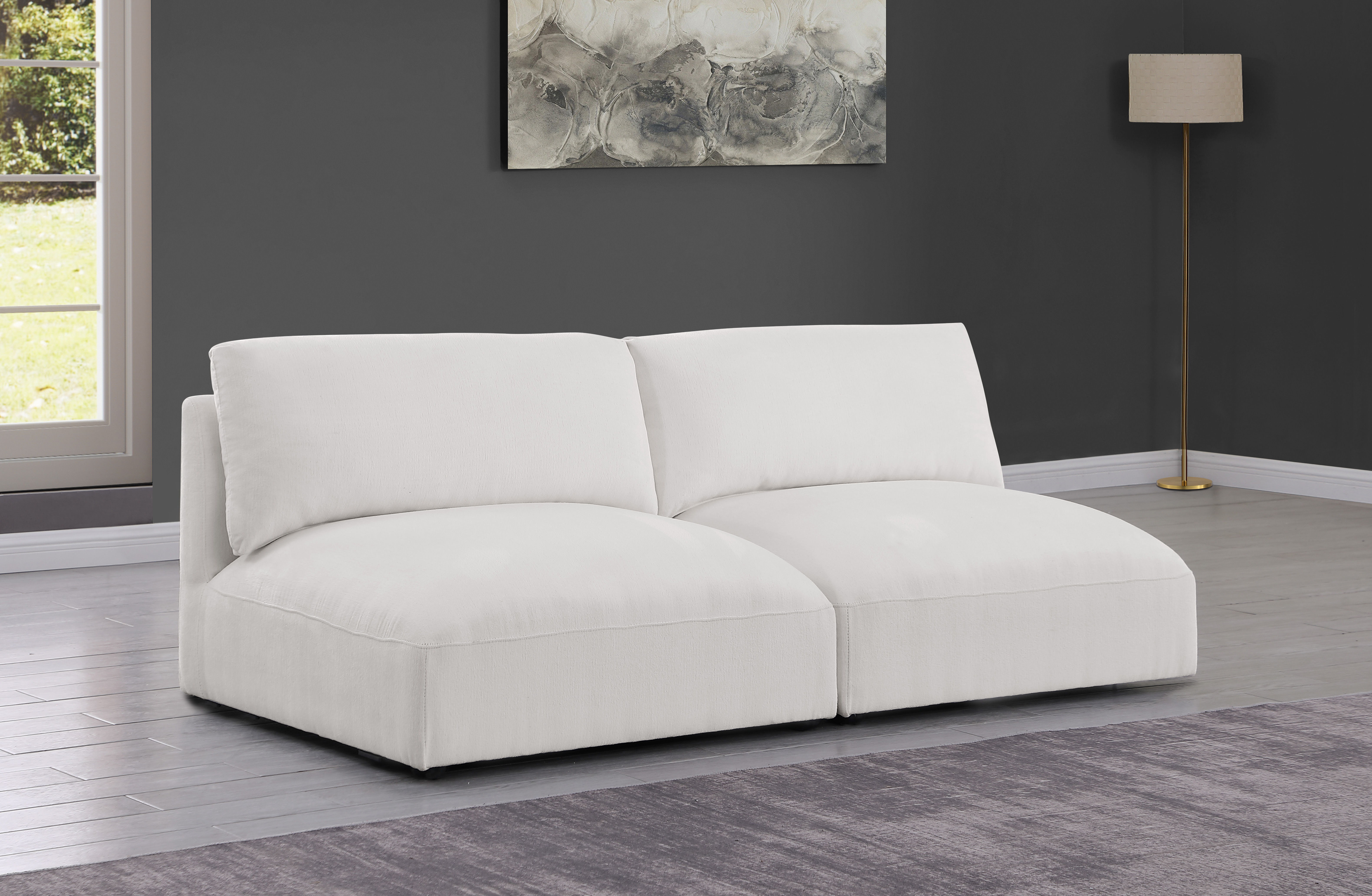 Ease - 2 Piece Modular Armless Sofa - Cream