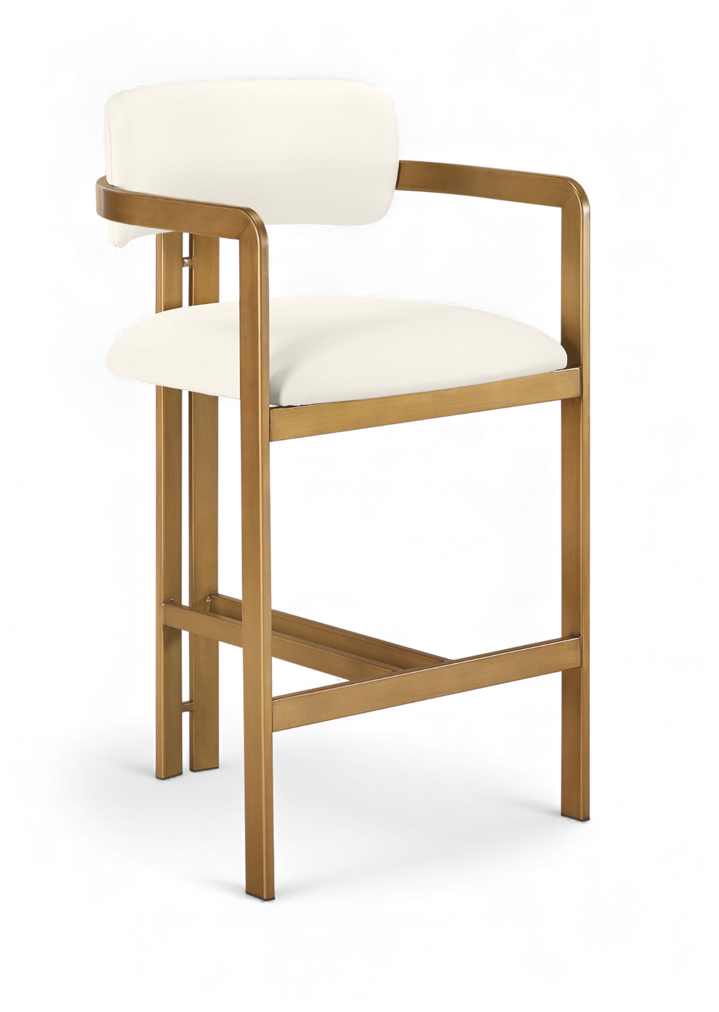 Aurum - Vegan Leather Upholstered Counter Stool - Cream / Brushed Brass