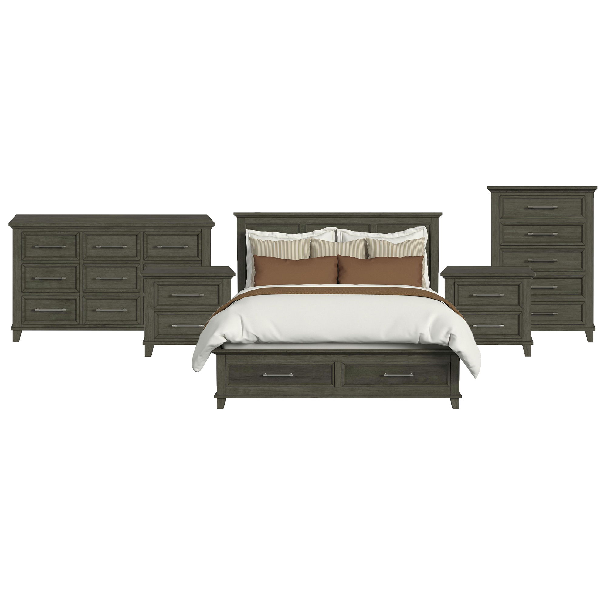 King · 5 Pc · Bedroom Set With 2 Nightstands, Dresser & Chest