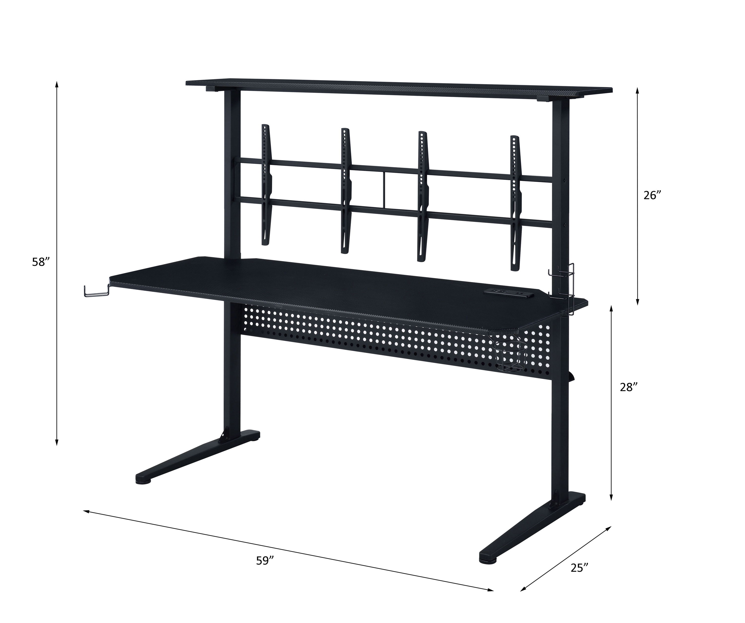 Canzi - Gaming Desk With USB - Black, black, view 5