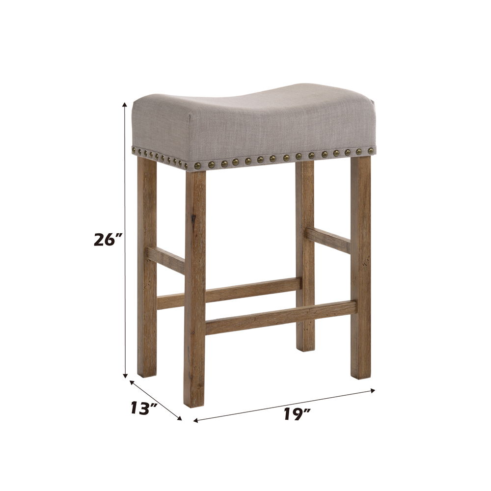 Martha II - Counter Height Stool (Set of 2) - Tan Linen & Weathered Oak, light brown, view 5