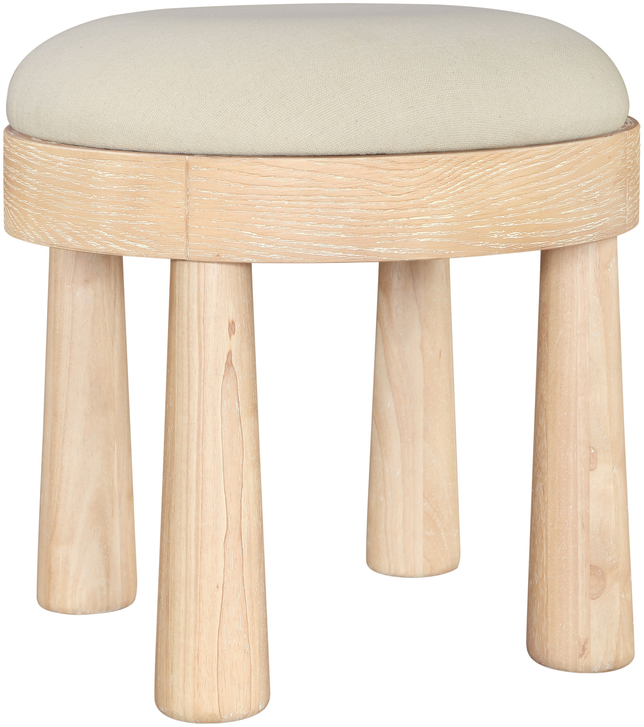 Larea - Linen Textured Fabric Ottoman - Cream