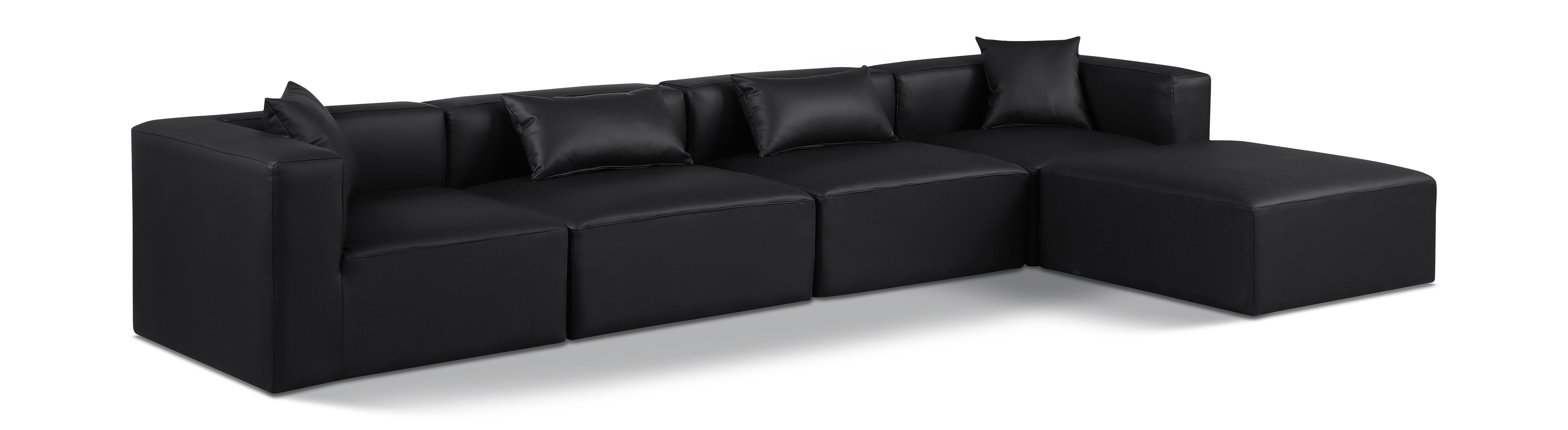 Cube - 5 Piece Modular Sectional With Chaise - Black