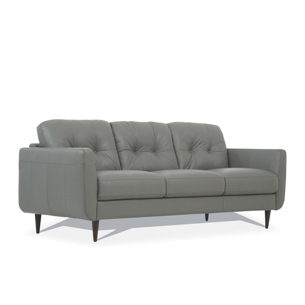 Radwan - Sofa - Pesto Green Leather, dark green